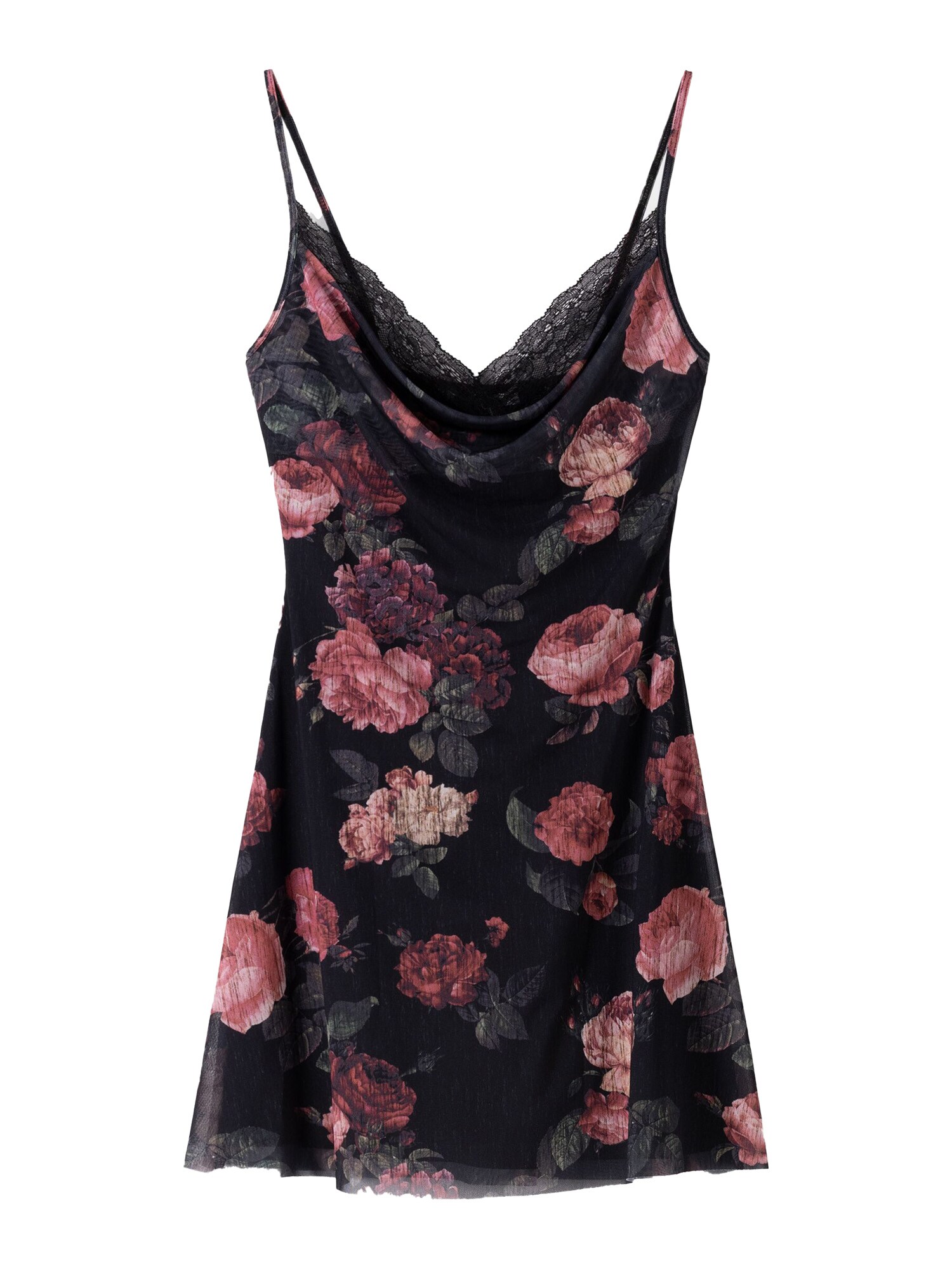 Bershka Ruha  sötétzöld / magenta / fáradt rózsaszín / fekete akciós termékkép 1