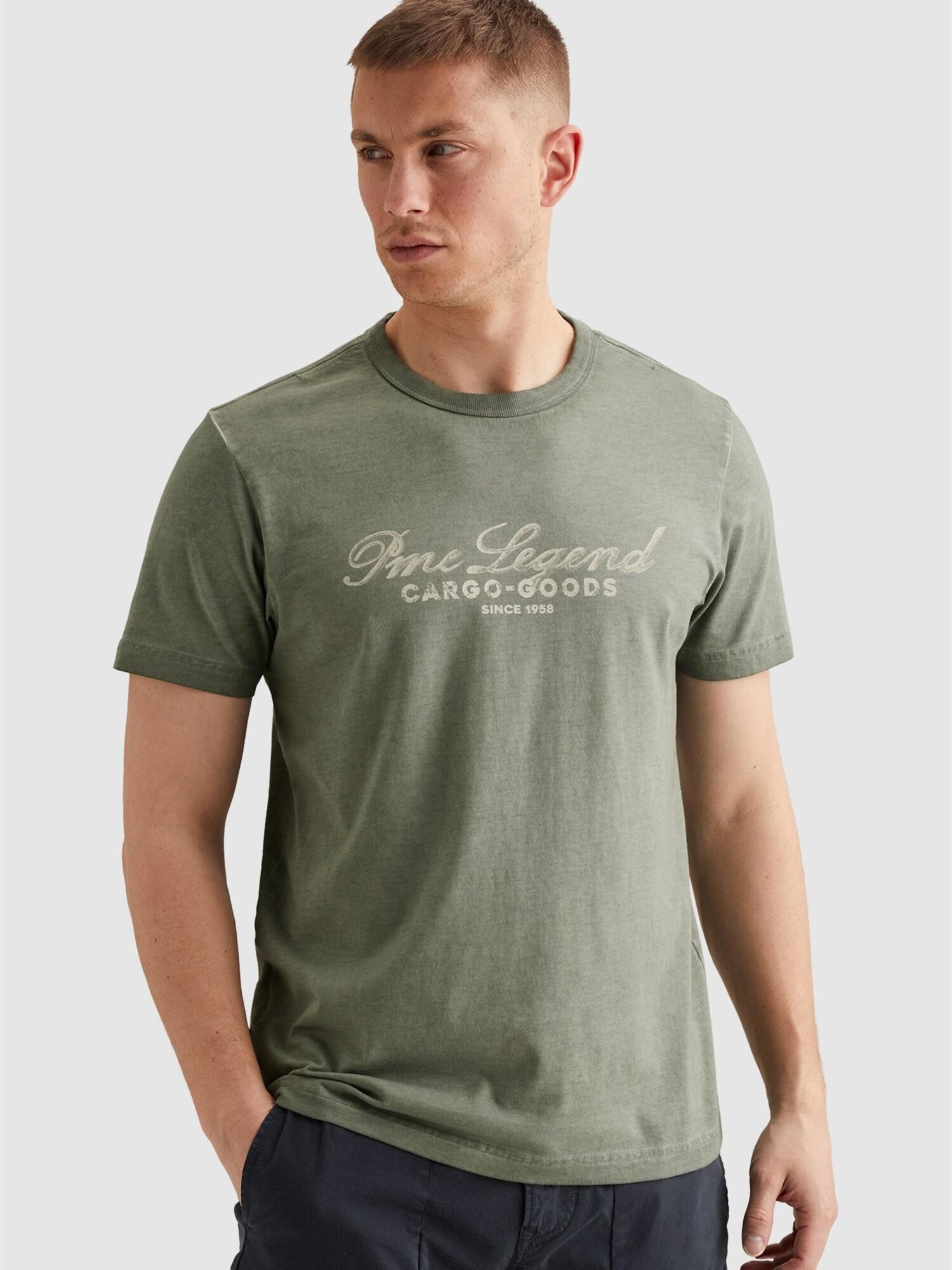 Pme Legend Shirt 'T-shirt In Jersey With Rugged Artwork On The Chest' Groen