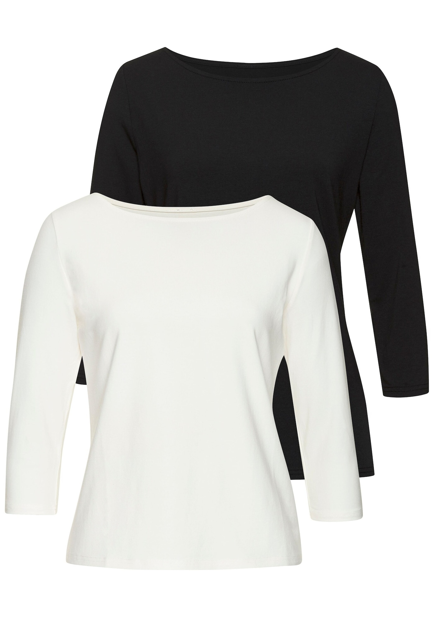 LASCANA Tricou  crem / negru