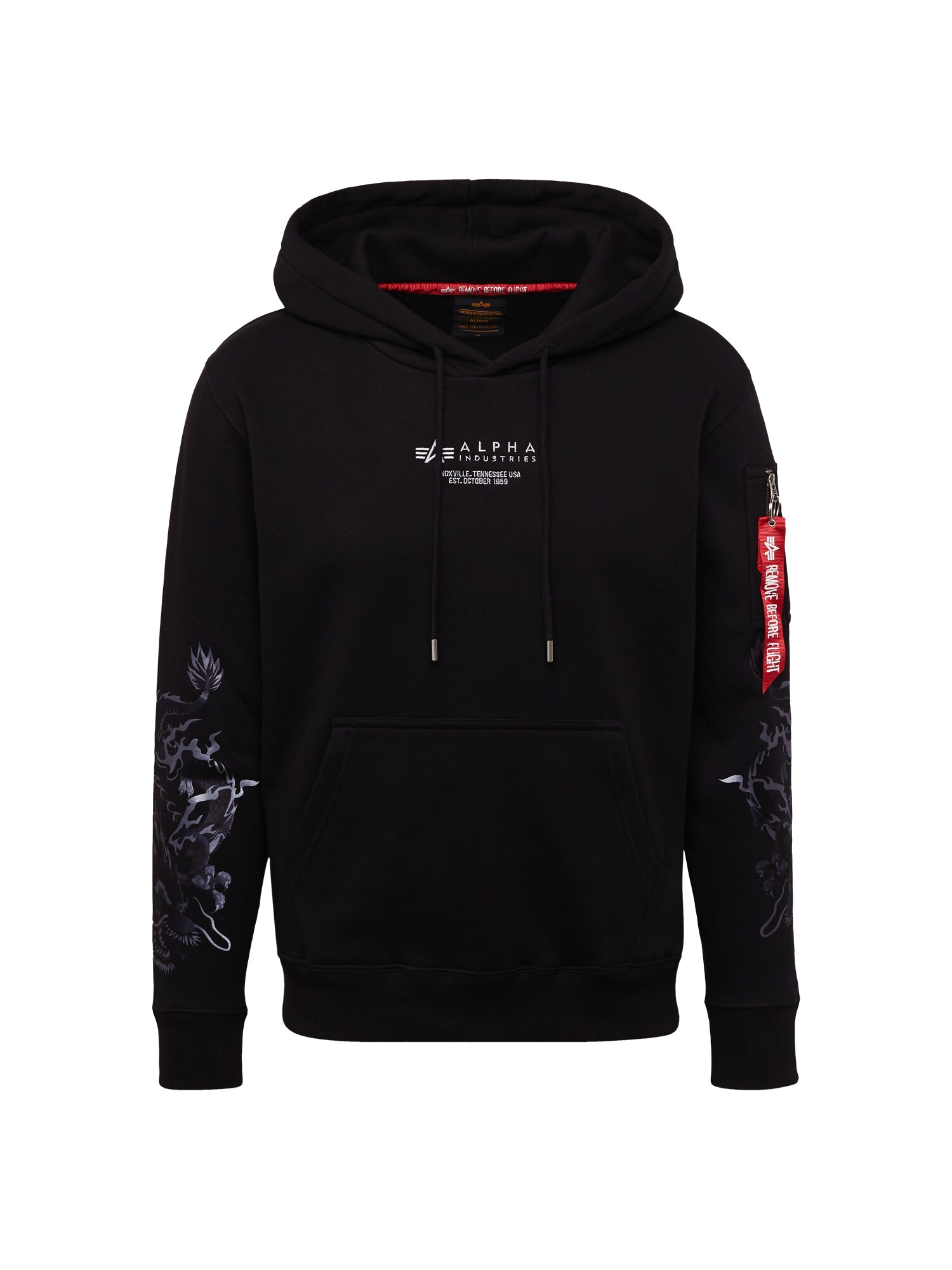 ALPHA INDUSTRIES Sweatshirt 'Dragon'  azul pombo / vermelho vivo / preto / branco