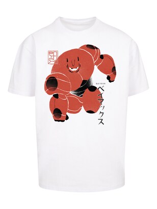 F4NT4STIC Shirt ‘Big Hero 6 Baymax Suite Pose’ Donkeroranje / Zwart / Wit