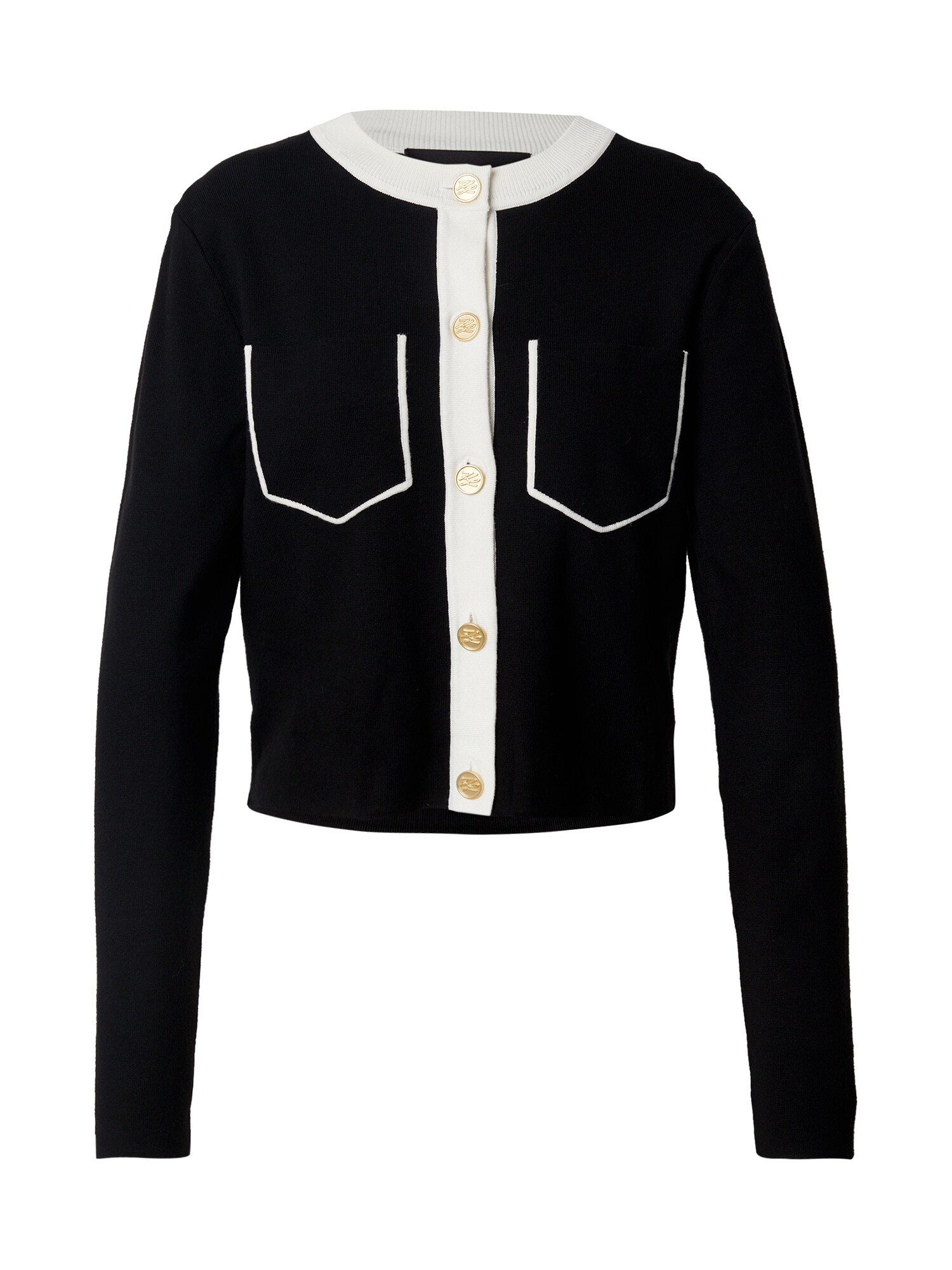 Karl Lagerfeld Geacă tricotată  negru / alb