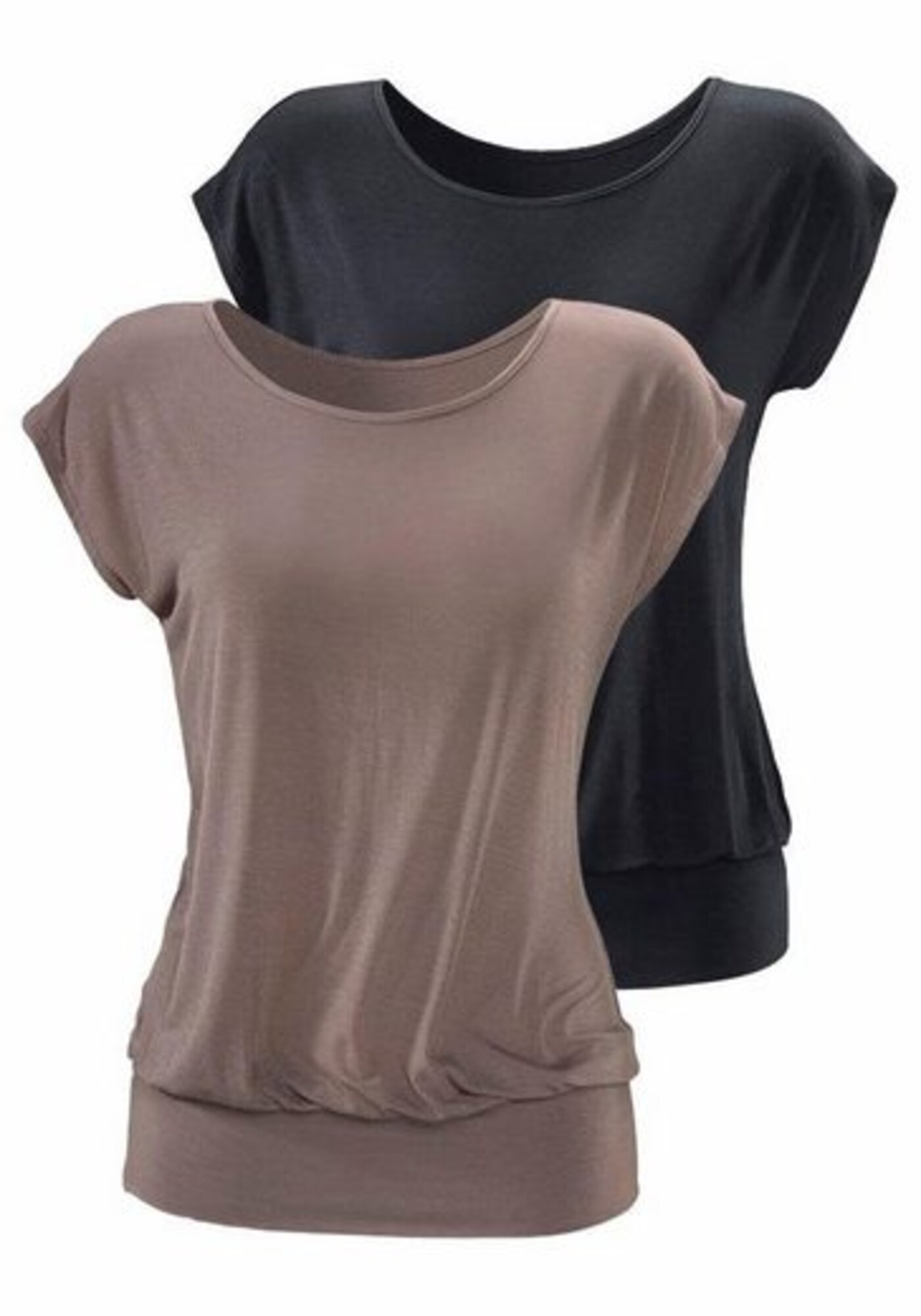 LASCANA Tricou  gri taupe / negru