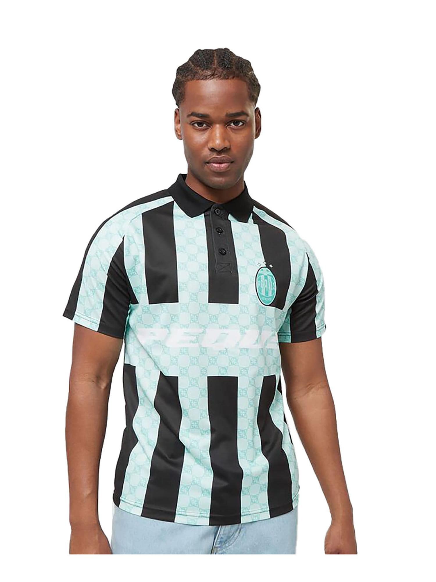 Pequs Camiseta 'Football Logo'  aqua / negro