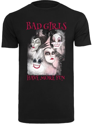 F4NT4STIC Shirt ‘Disney Bad Girls Have More Fun’ Lichtgrijs / Cyclaam / Poederroze / Zwart