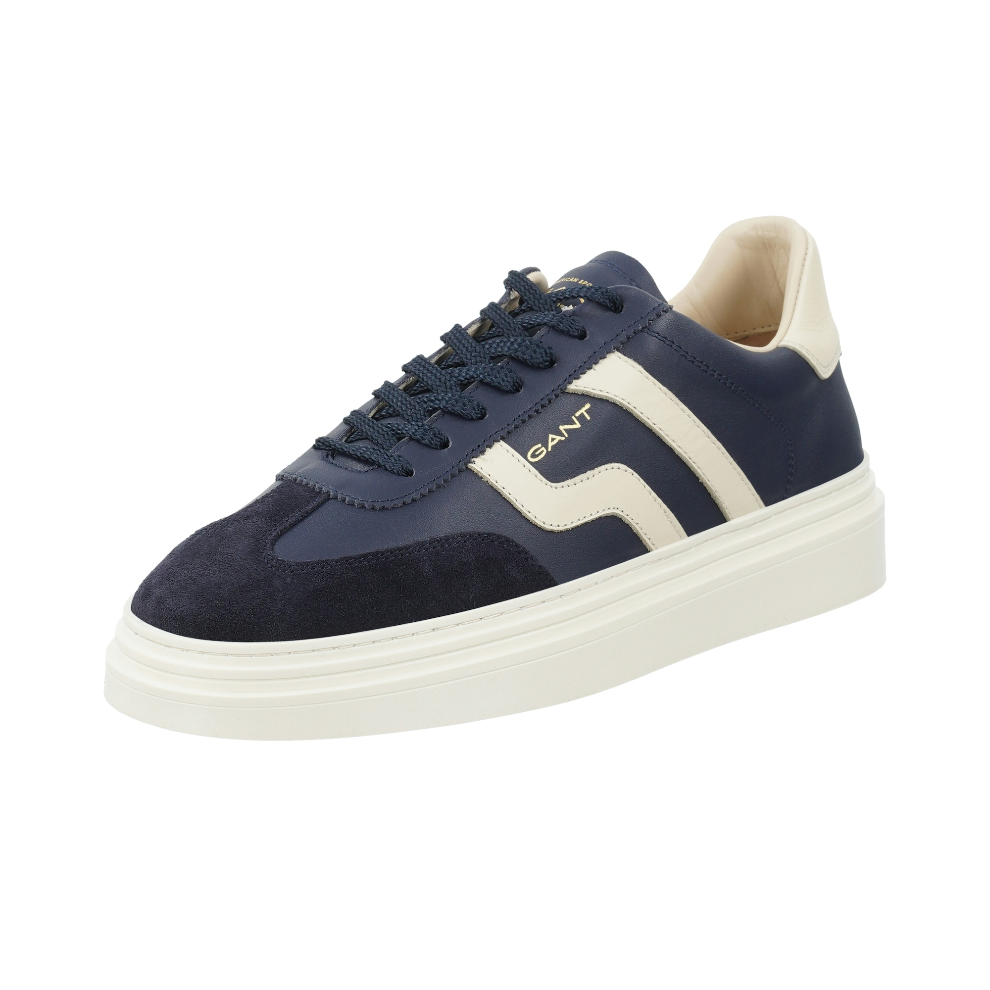 Låg sneaker 'Cuzmoon' ljusbeige / marinblå
