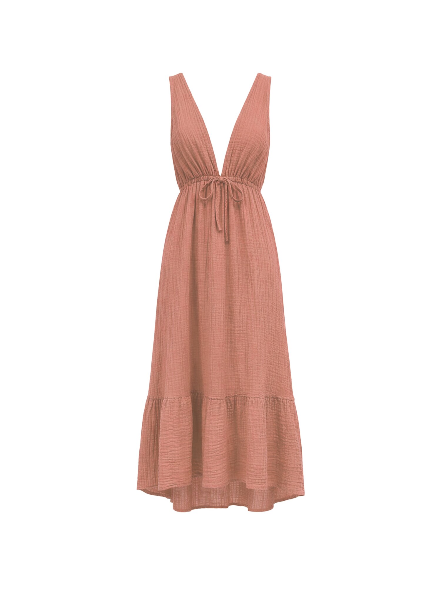 Haris Cotton Vestido 'Sleeveless Dress in Textured Cotton with Deep V Neck' pueblo