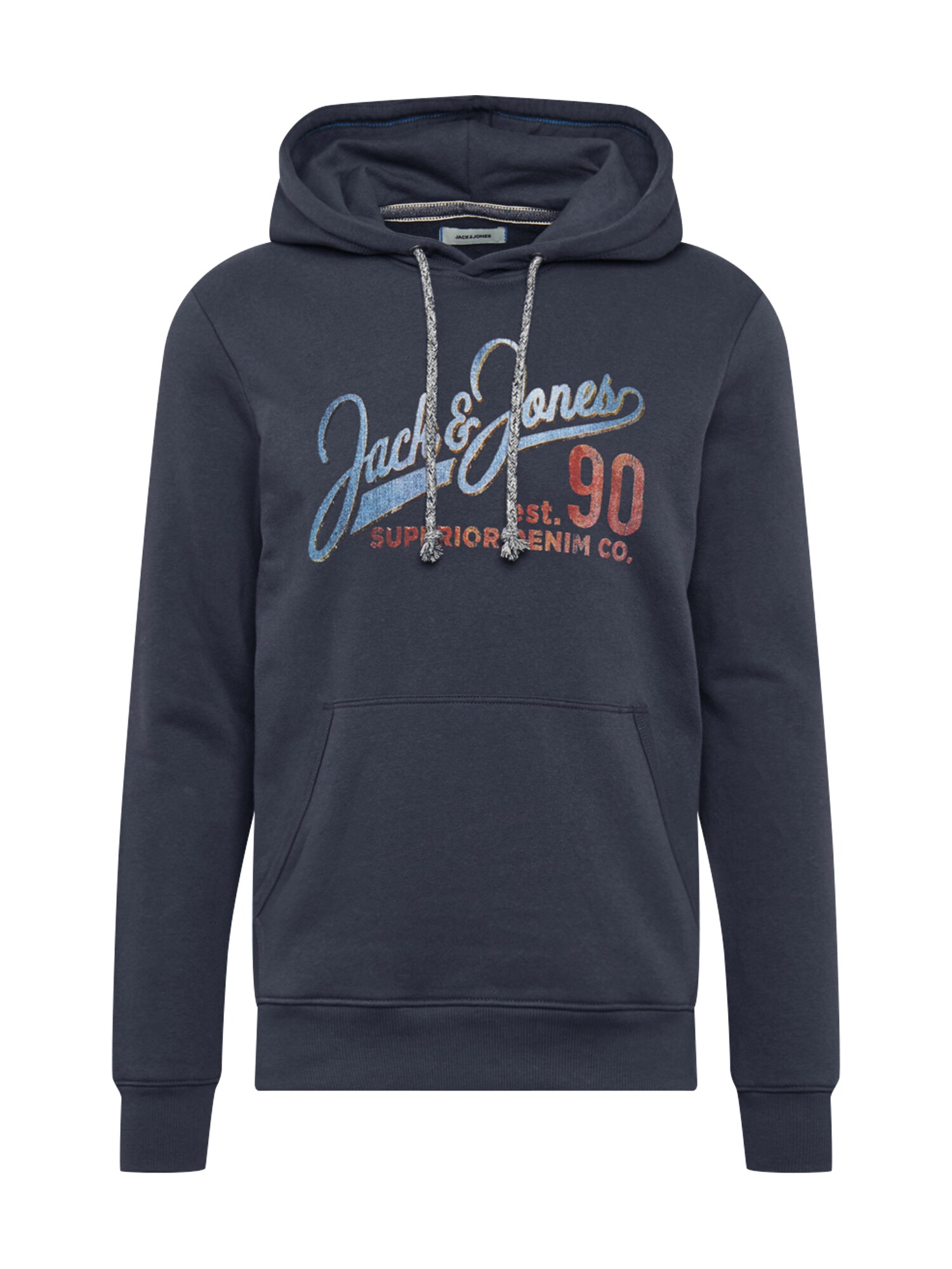 JACK & JONES Megztinis be užsegimo  tamsiai mėlyna / mėlyna dūmų spalva / pastelinė raudona