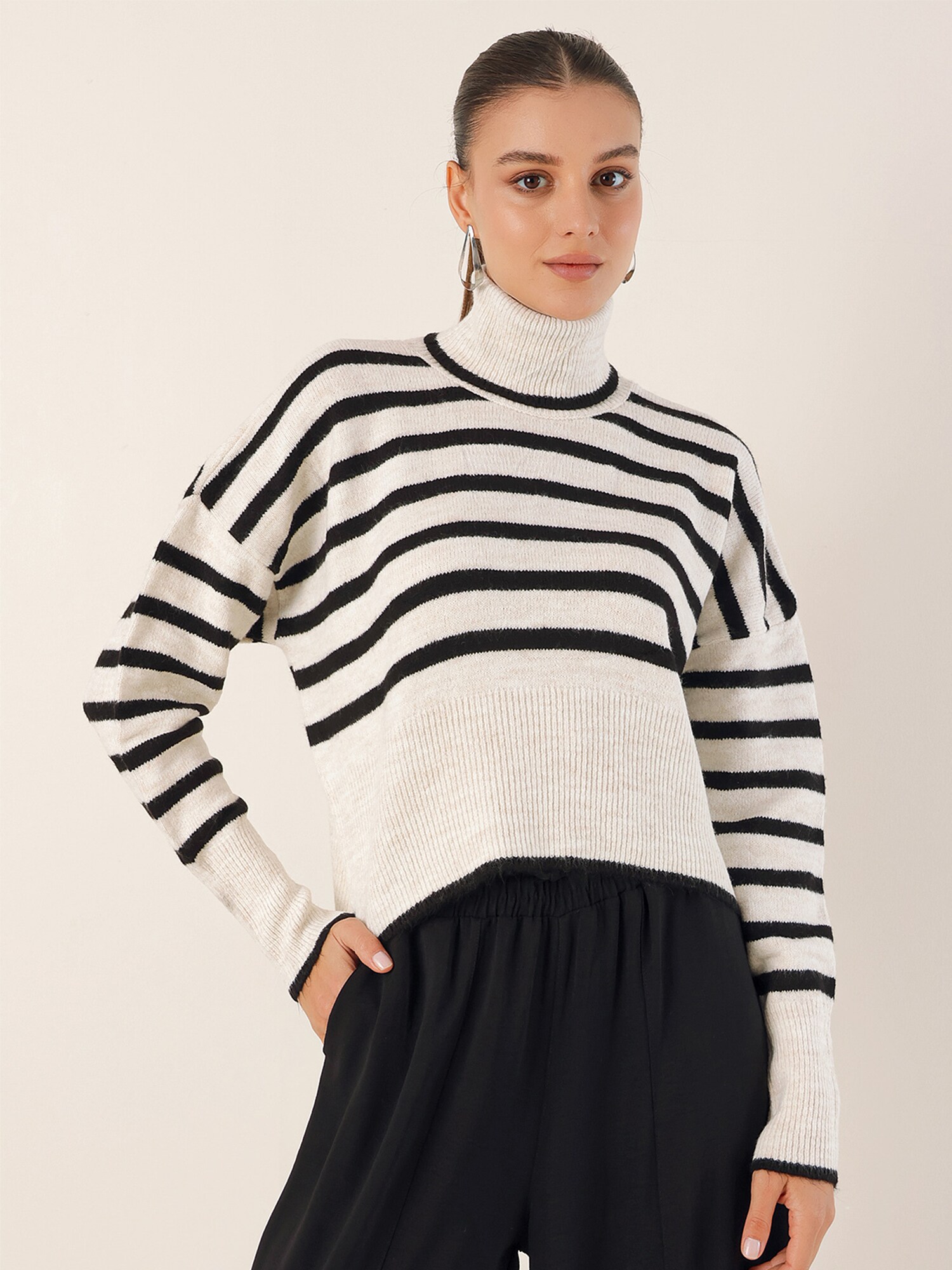 Bigdart Pulover  ecru / negru