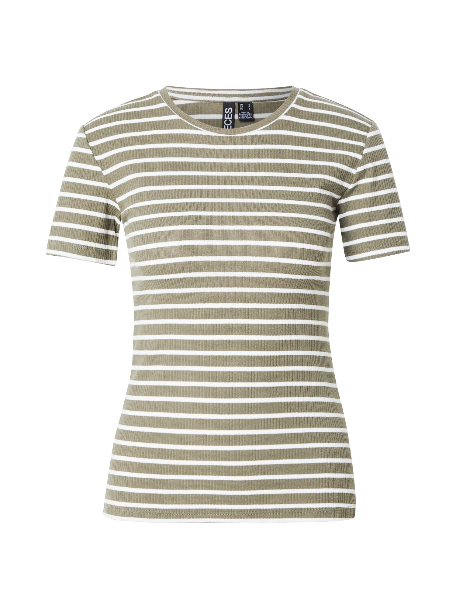 PIECES Tricou PCRUKA  kaki / alb