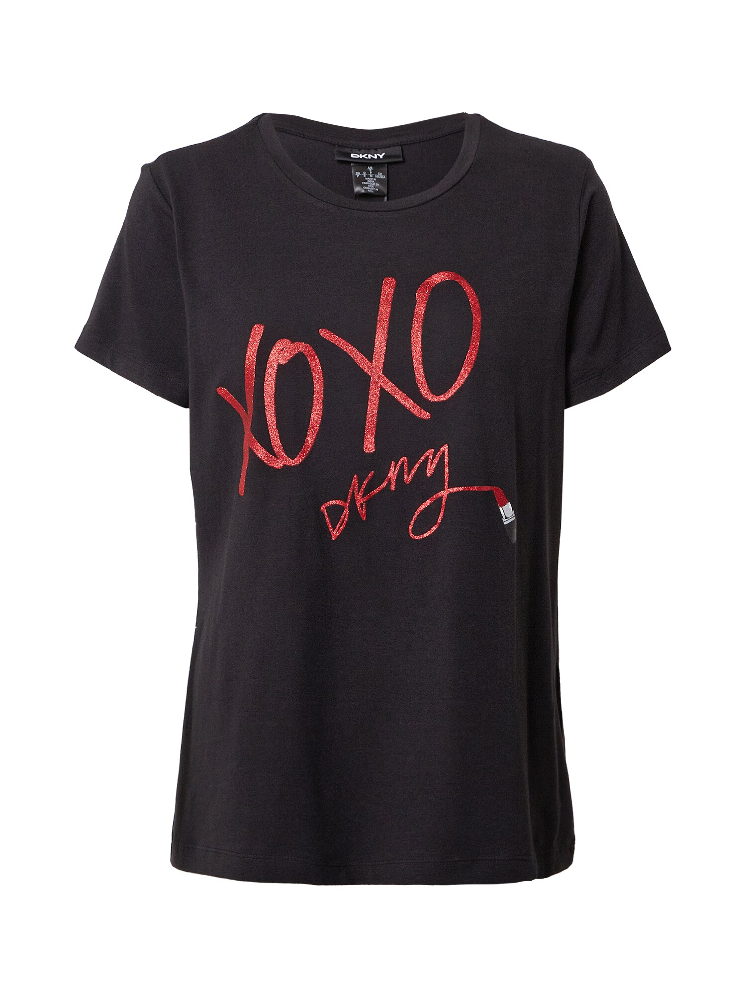 DKNY Marškinėliai 'XO'  juoda / tamsiai raudona