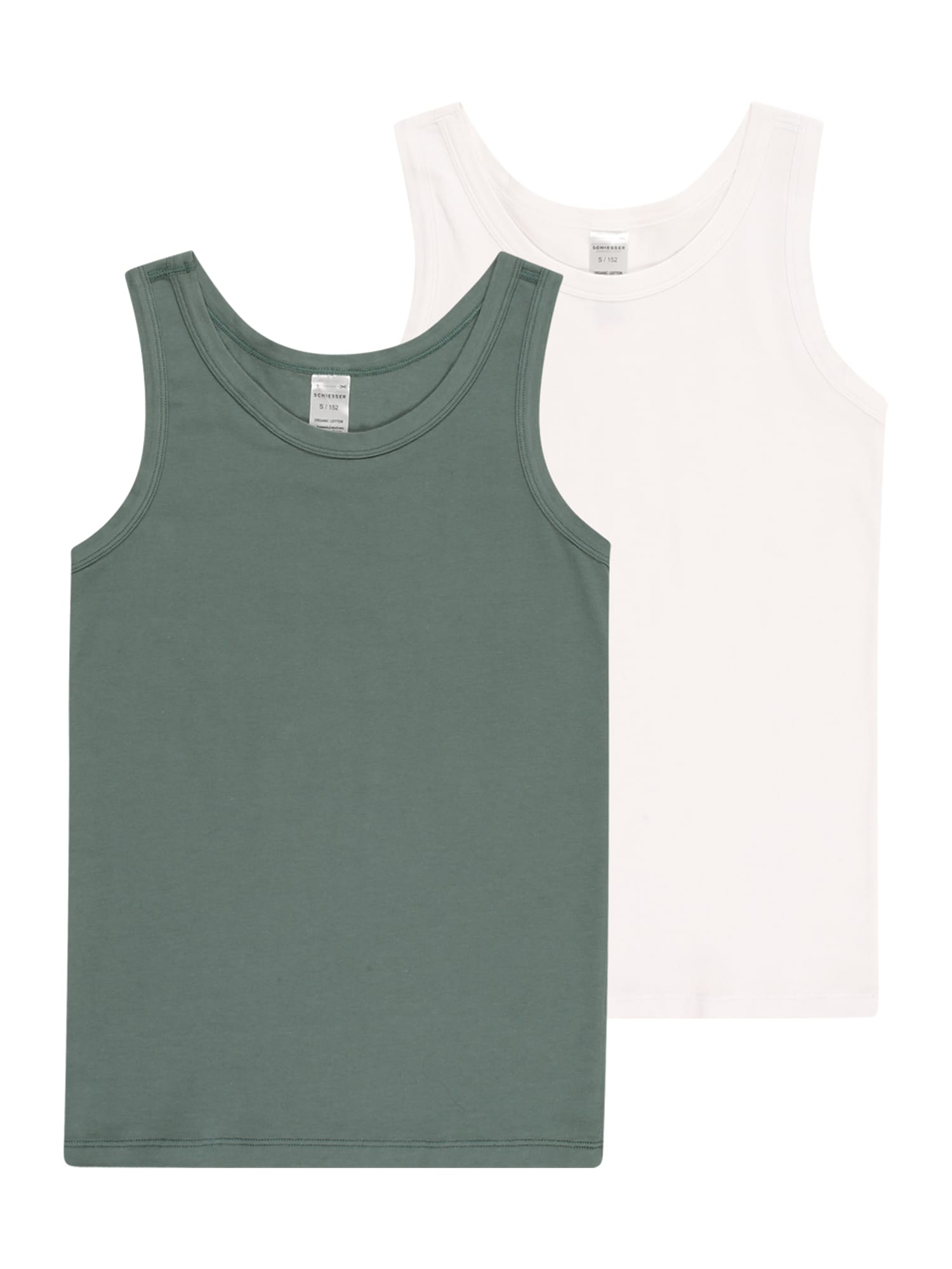 SCHIESSER Apatiniai marškinėliai smaragdinė spalva / balta
