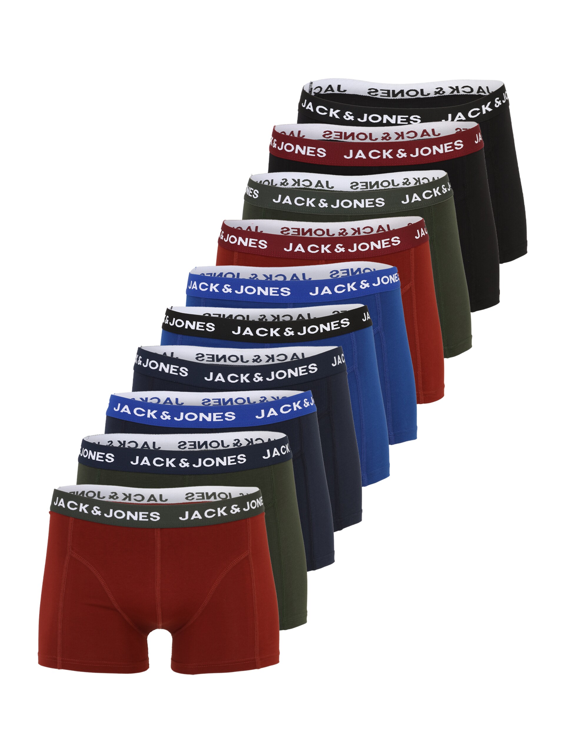 JACK & JONES Boxershorts 'Jacsolid' marinblå / gentiana / oliv / mörkröd herr