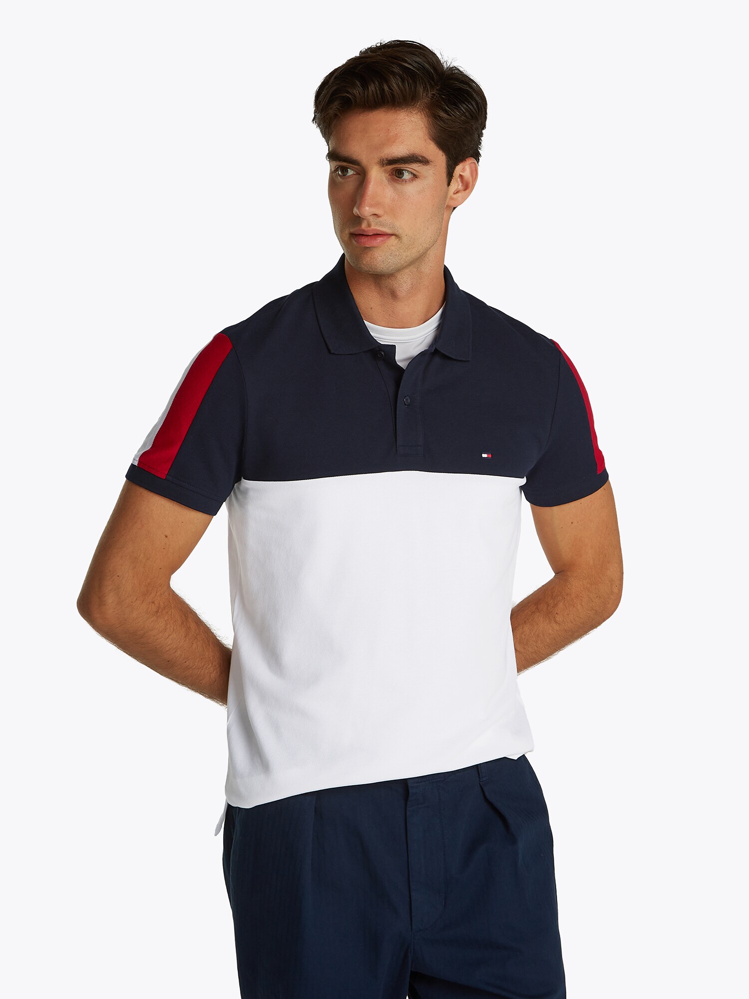TOMMY HILFIGER Póló  tengerészkék / cseresznyepiros / fehér termék 2. képe