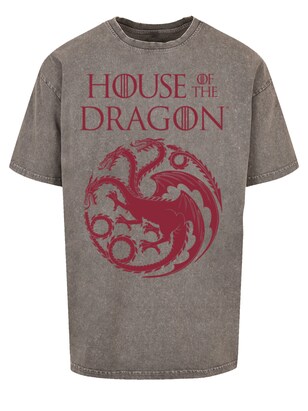 F4NT4STIC Shirt ‘House Of The Dragon Targaryen Crest Logo’ Grafiet / Bourgogne