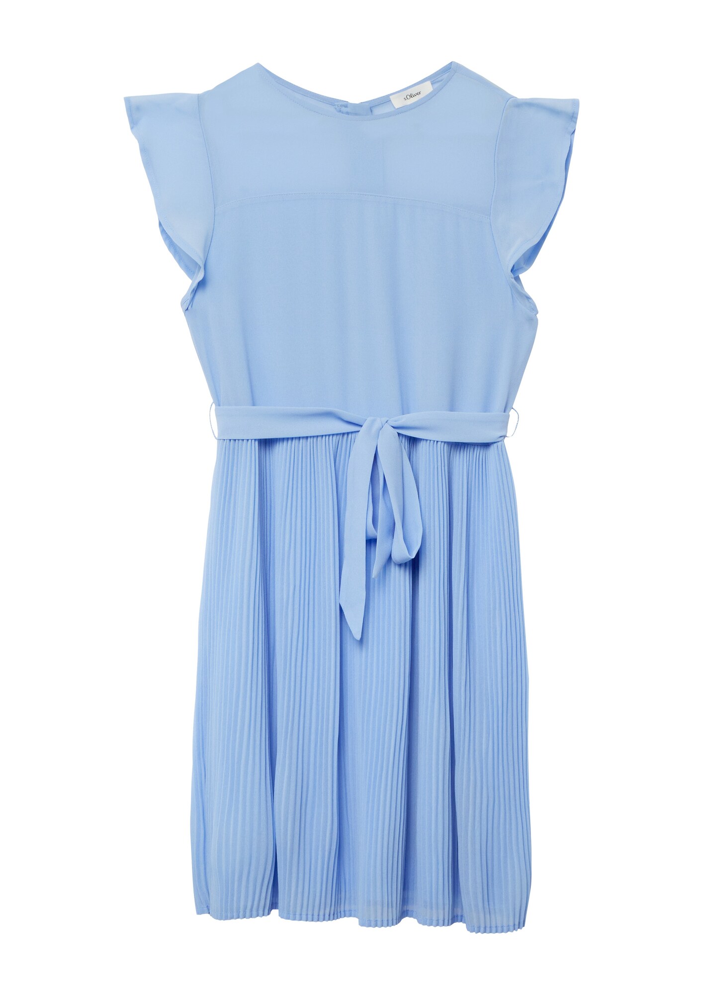 s.Oliver Kurzes Chiffonkleid Mit Volantärmeln Und Bindegürtel