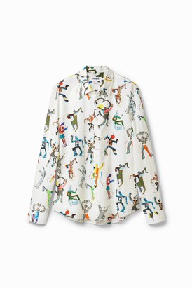 Desigual Overhemd ‘Dancing’ Gemengde kleuren / Wit