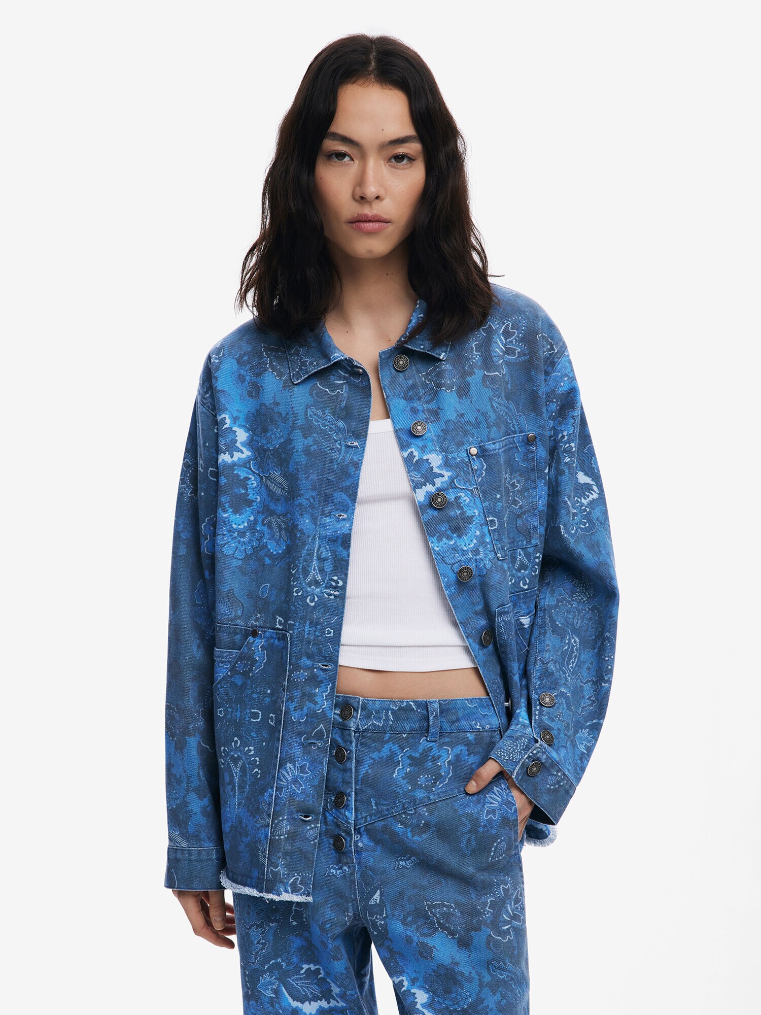 Desigual Prechodná bunda modrá melírovaná (obrázok 3)