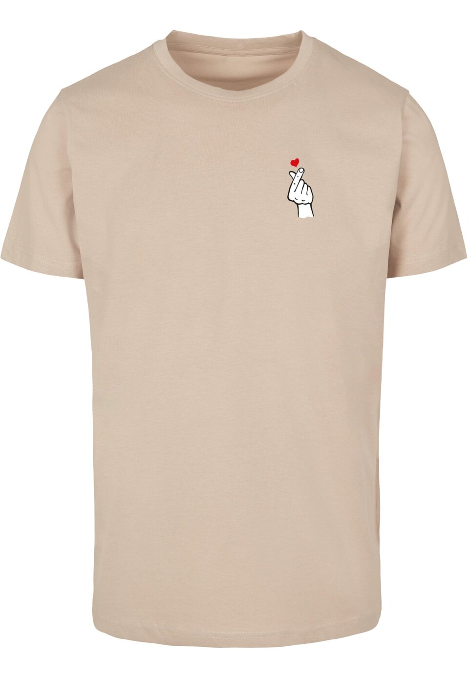 T-shirt 'Love Sign' sand / röd / svart