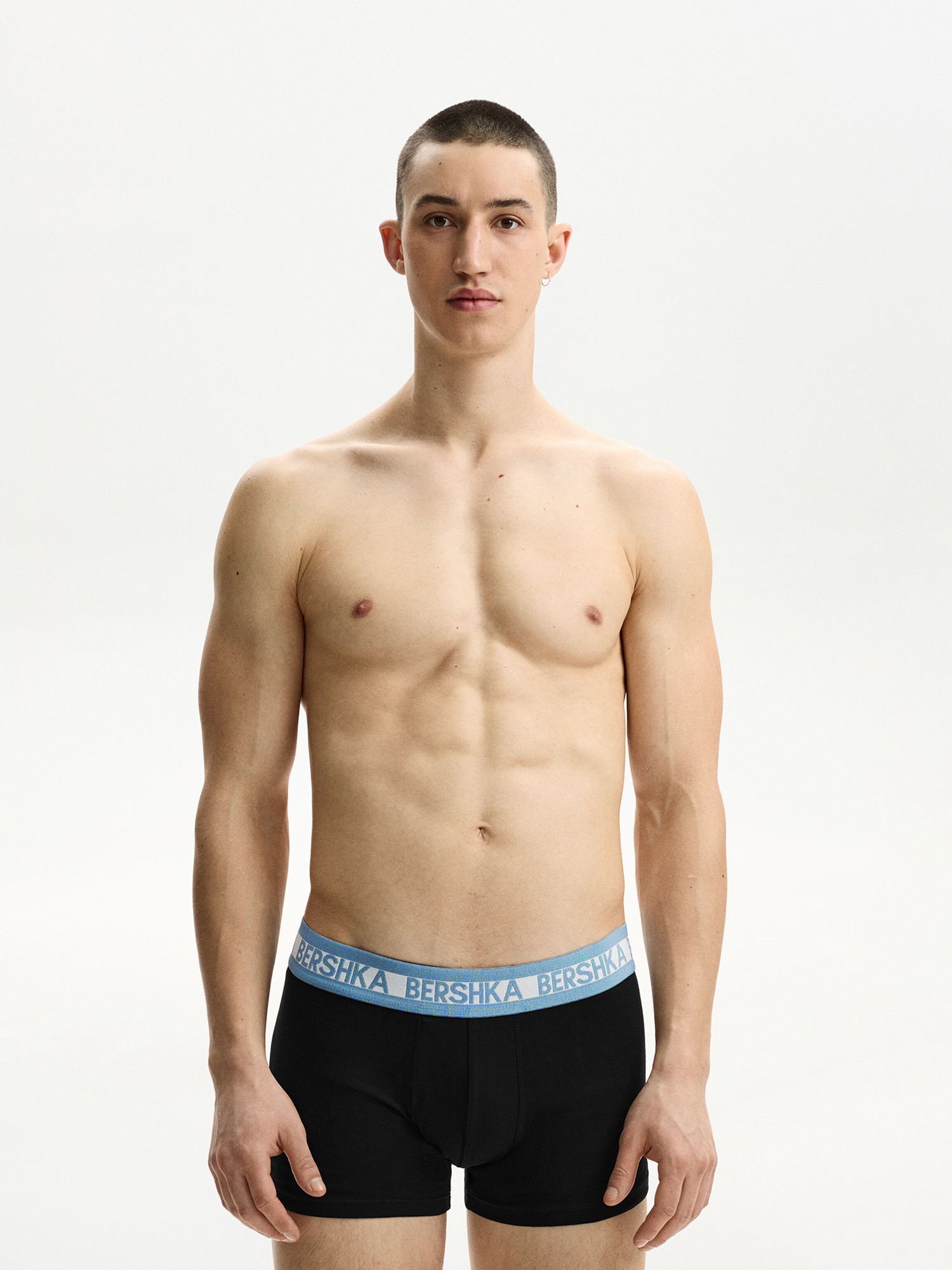 Bershka Boxeralsók  galambkék / szürke / fekete / fehér termék 2. képe