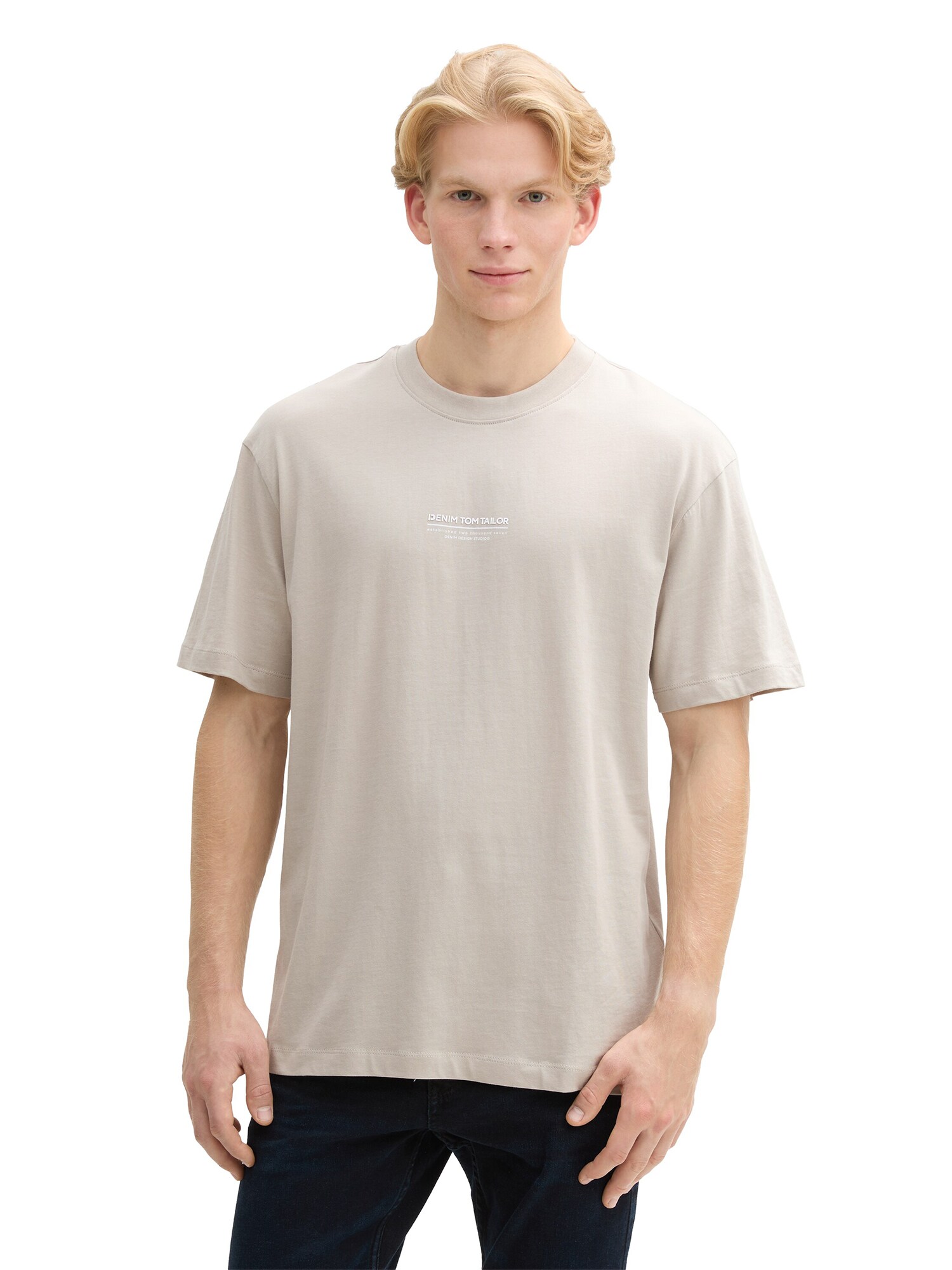 TOM TAILOR DENIM Póló  greige / fehér termék 2. képe