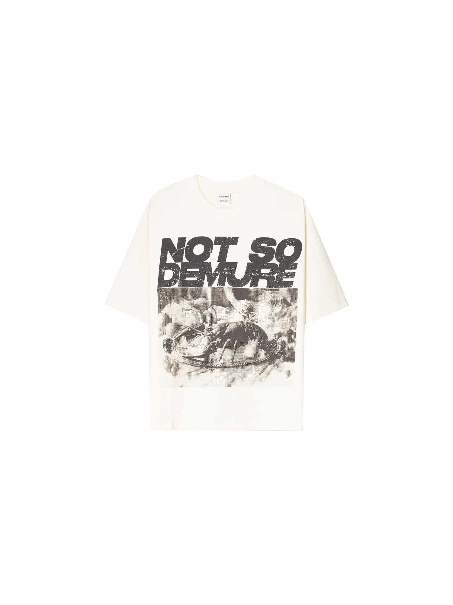 Bershka Tricou  bej / negru