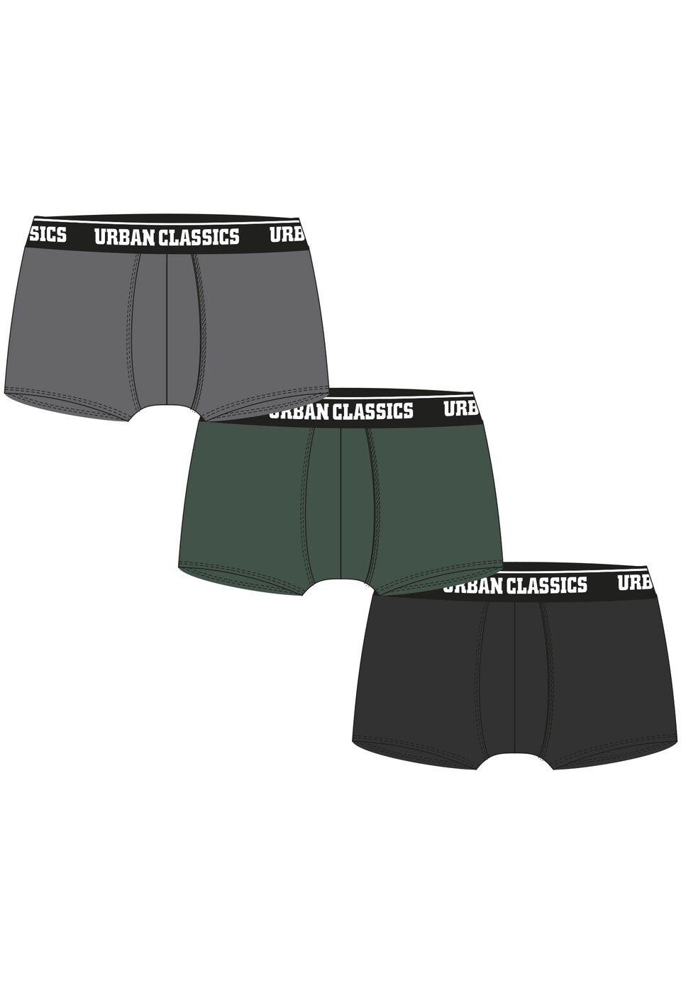 Boxershorts ljusgrå / mörkgrön / svart