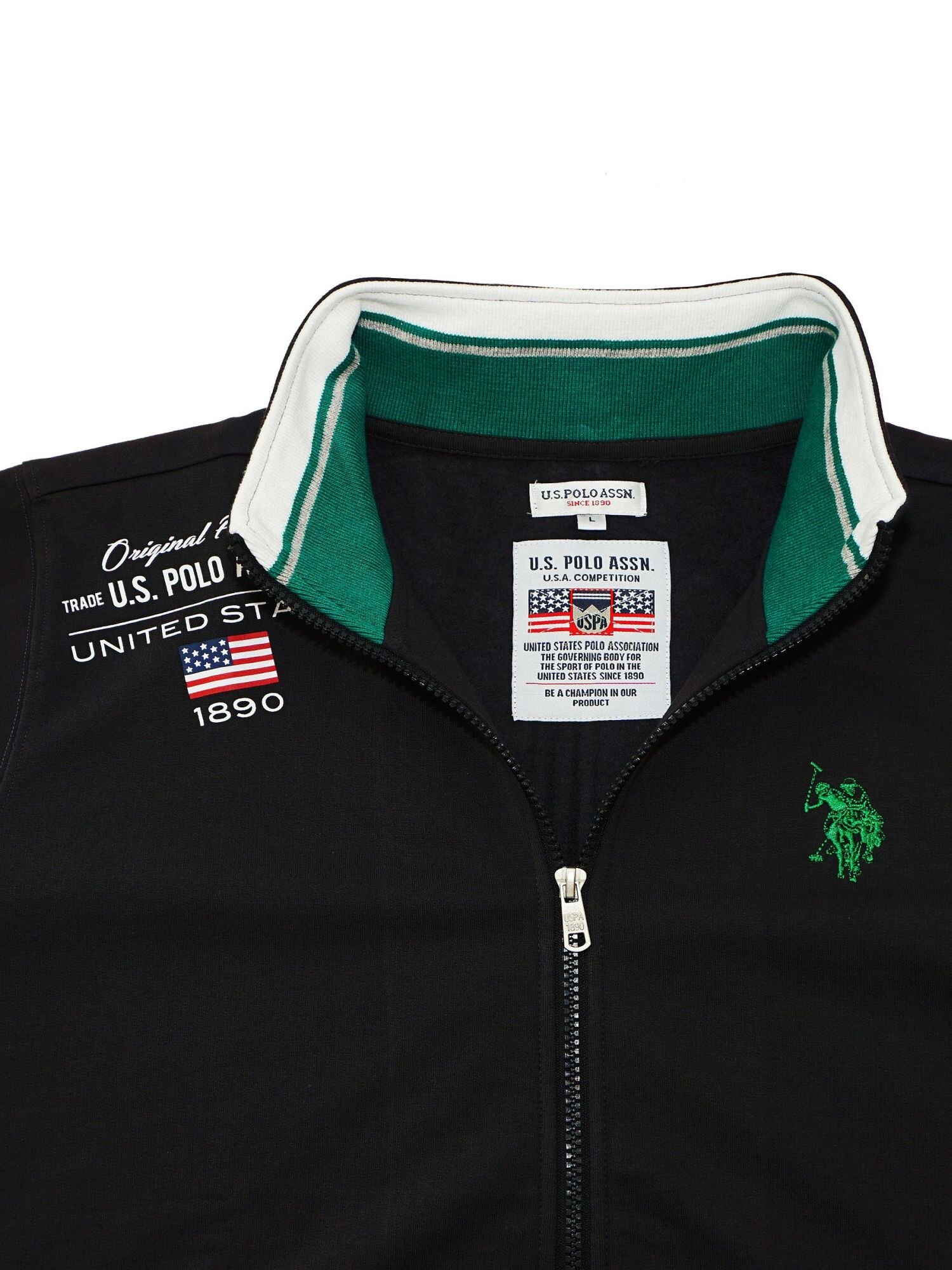 U.S. POLO ASSN. Tepláková bunda svetlozelená / čierna / biela (obrázok 4)