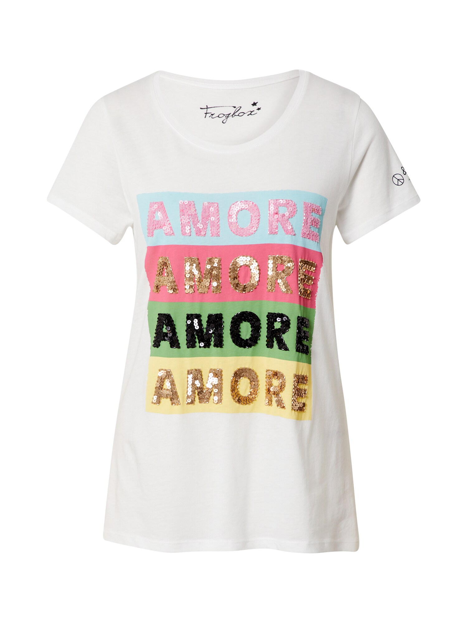 Frogbox Marškinėliai 'Amore amore'  balta / mišrios spalvos