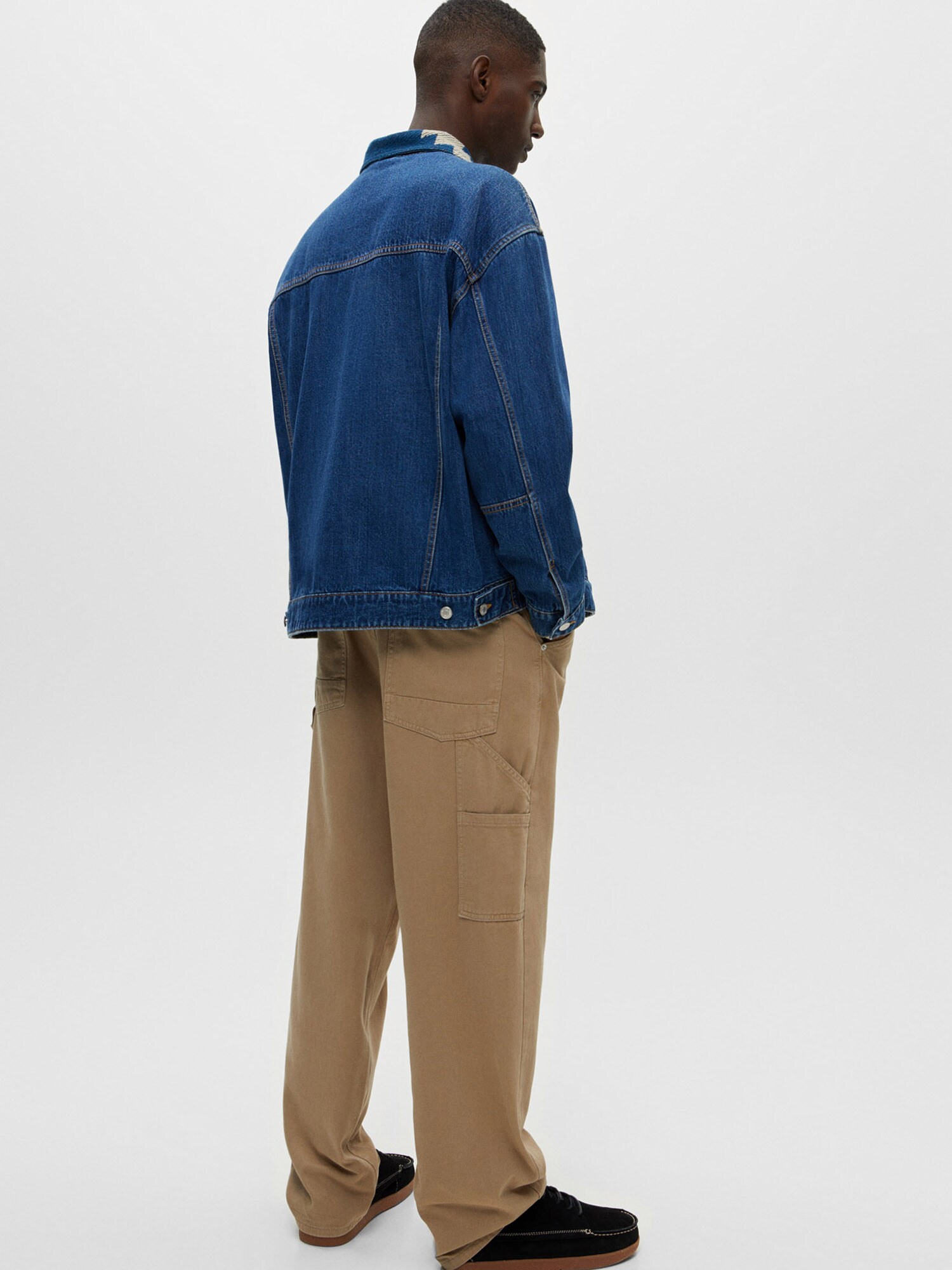 Pull&Bear Prechodná bunda béžová / modrá denim (obrázok 3)