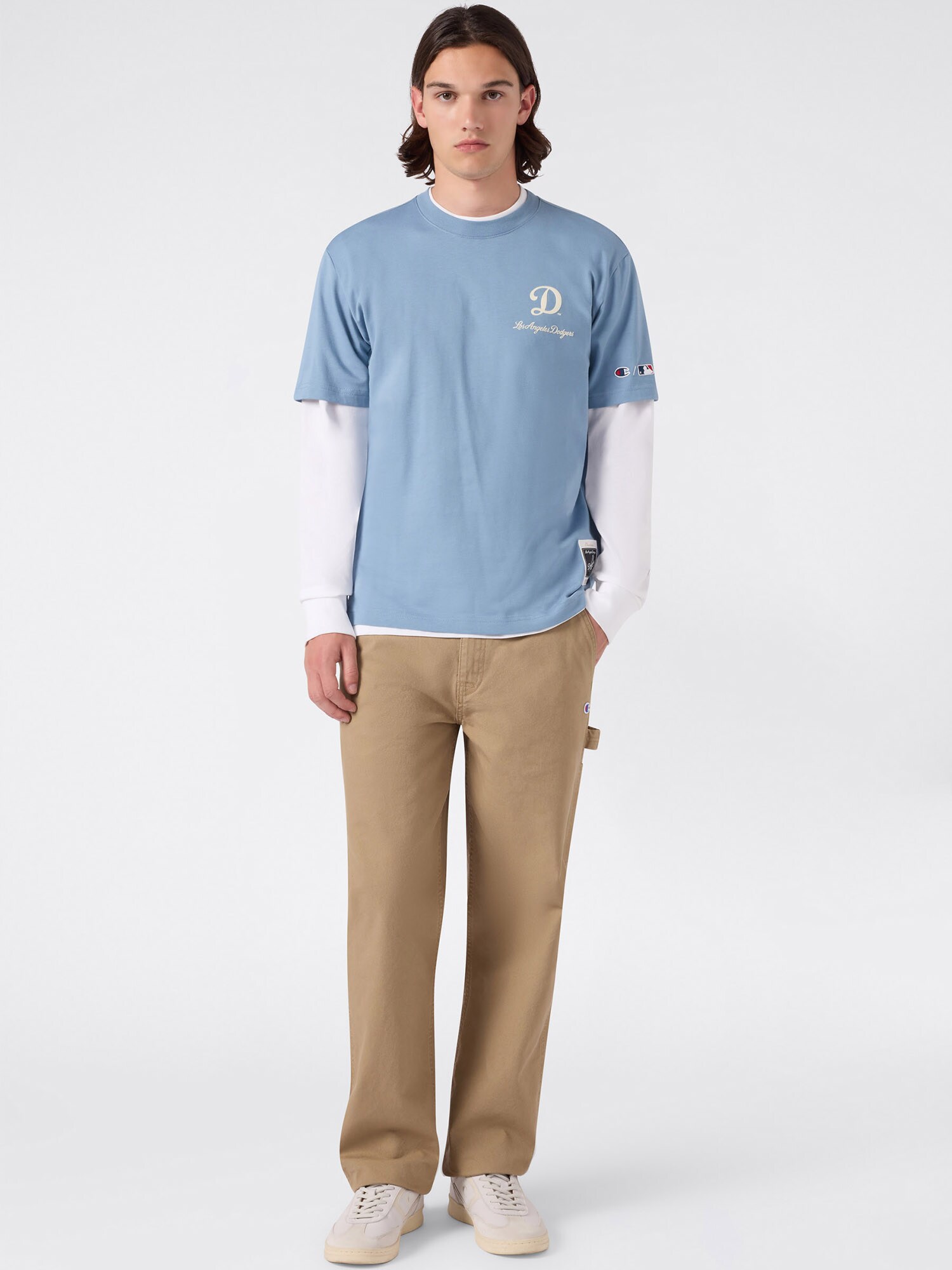Champion Camiseta  azul claro / blanco – imagen 4