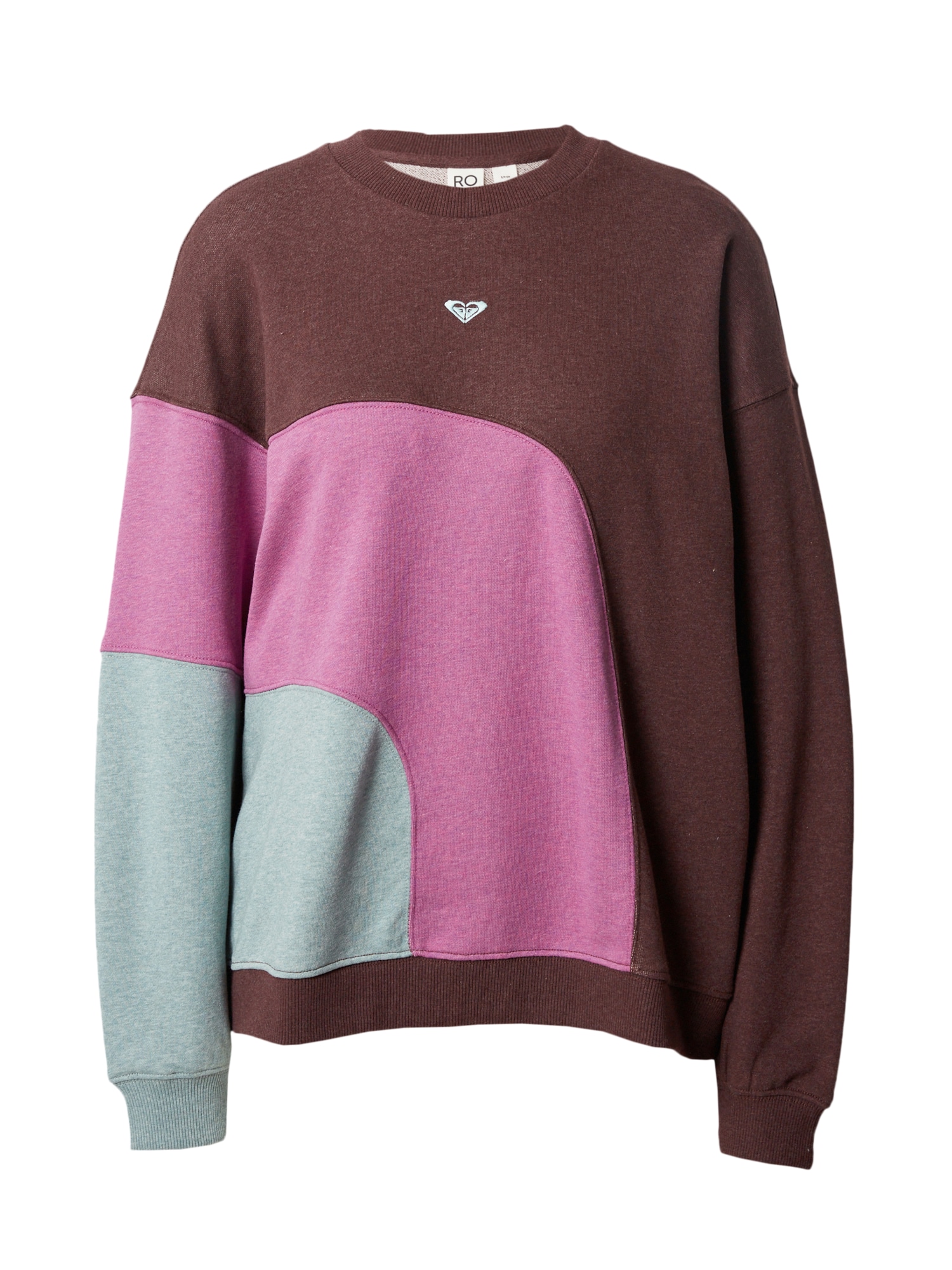 ROXY Sweater majica 'HAPPY DAIZE'  čokolada / pastelno zelena / roza