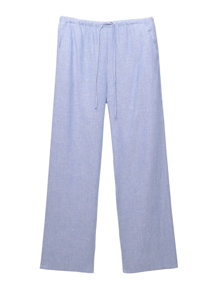 Pull&Bear Hose Damen Größe 34 taubenblau / weiß