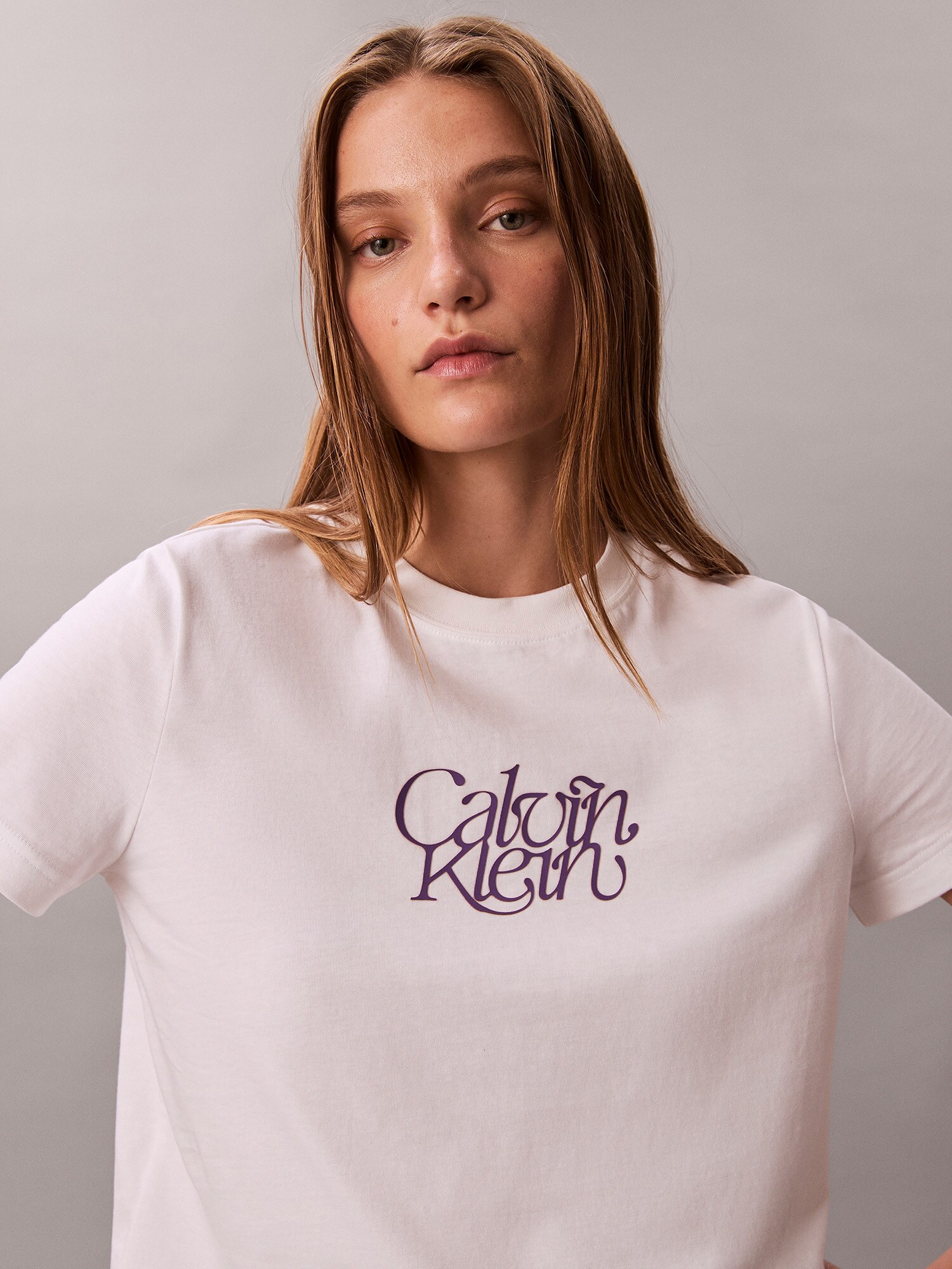 Calvin Klein Jeans Tričko fialová / biela (obrázok 6)