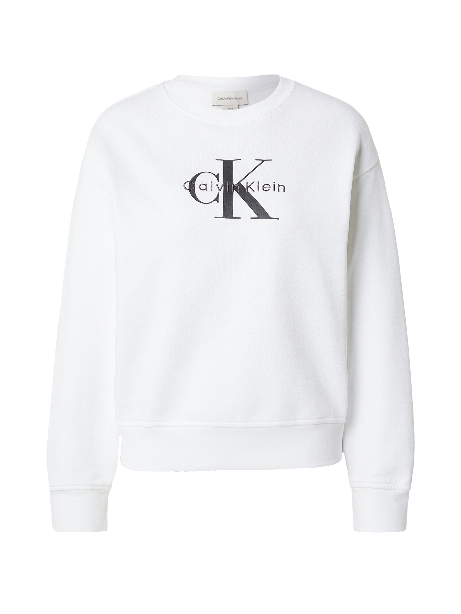 Calvin Klein Jeans Bluză de molton  negru / alb