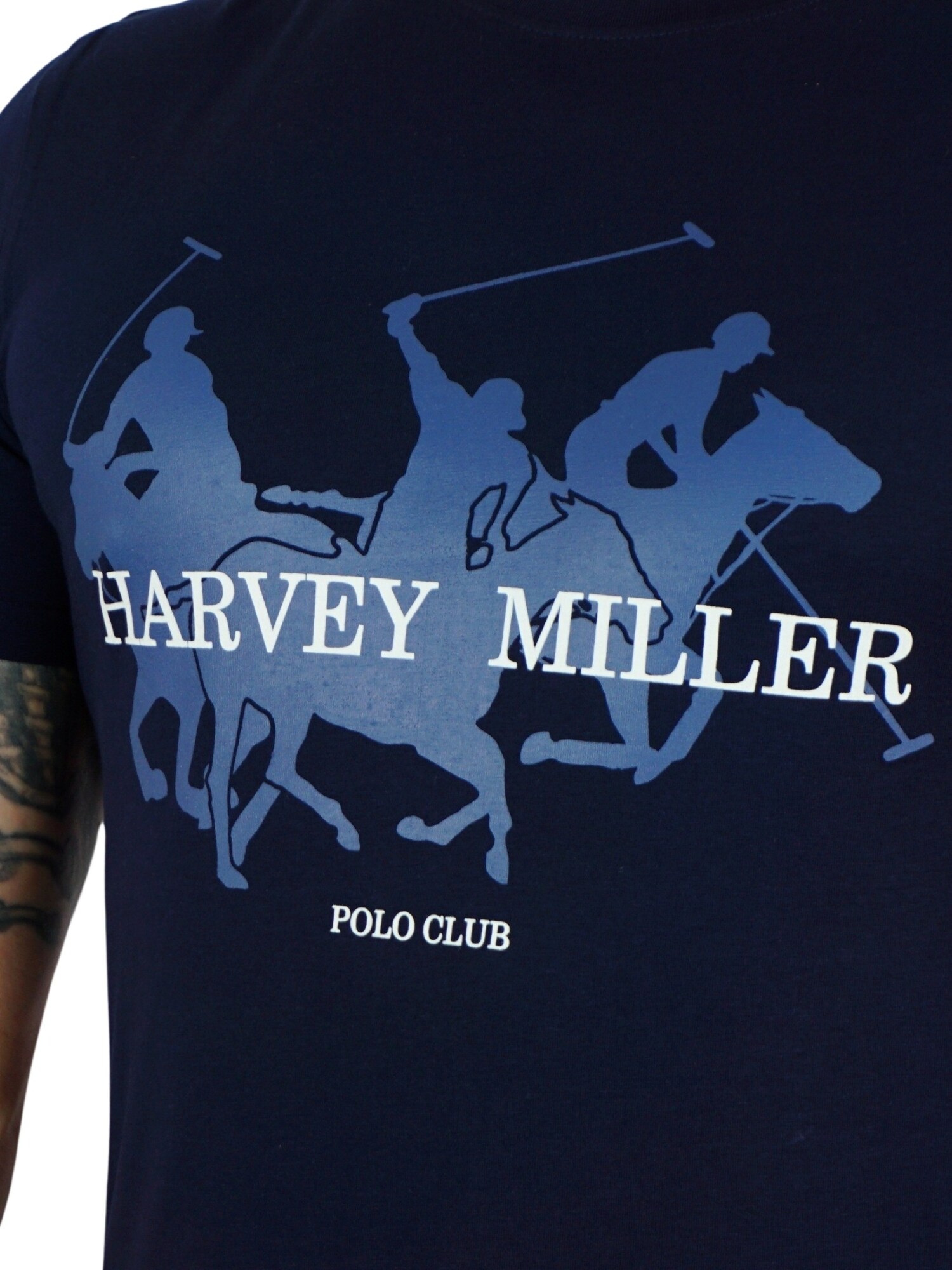 HARVEY MILLER Tričko kráľovská modrá / tmavomodrá / biela (obrázok 4)