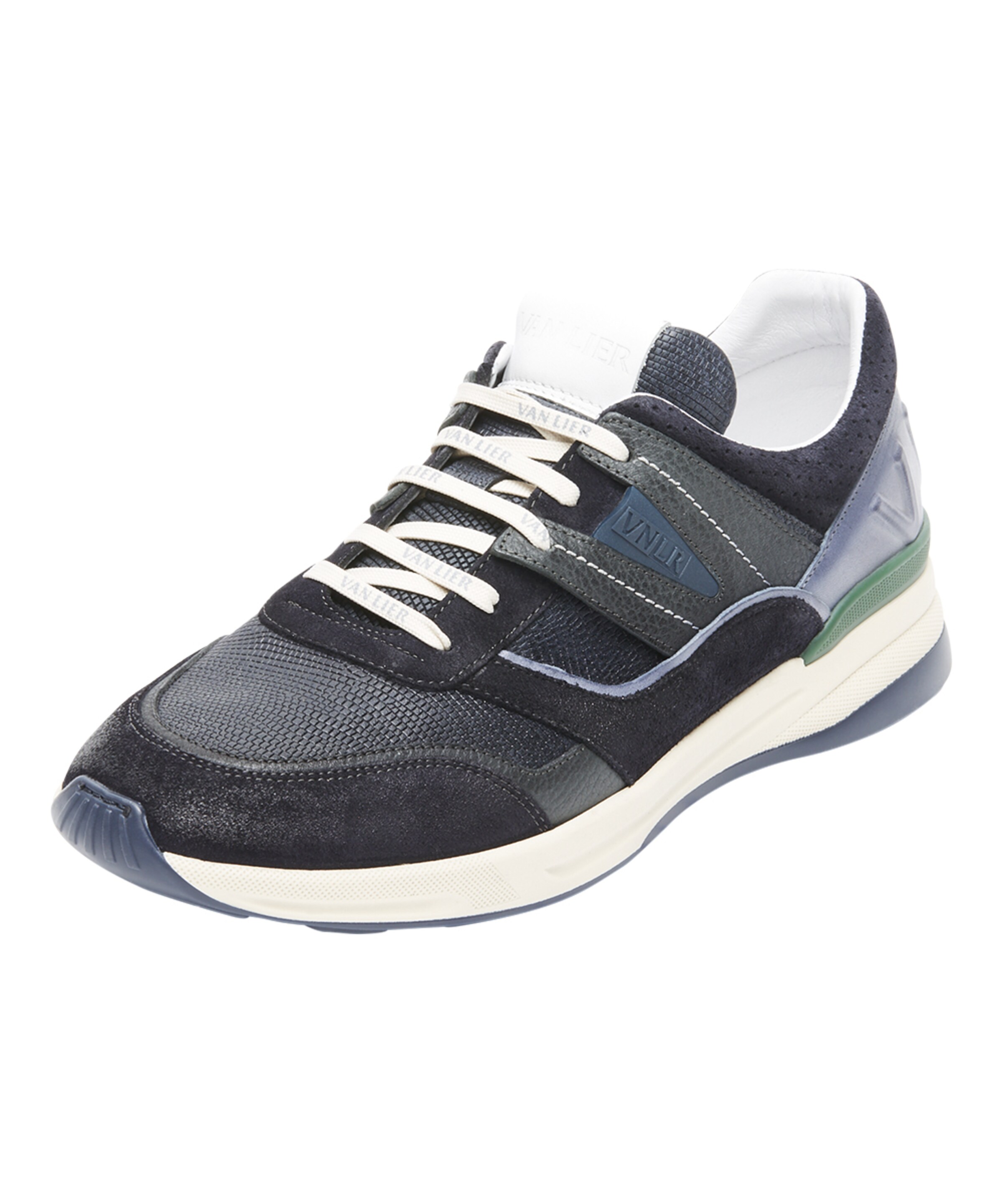 Van Lier Ferro leren sneakers blauw - Schoenen.nl