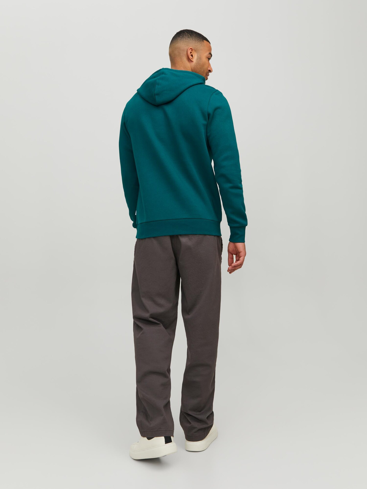 JACK & JONES Mikina smaragdová / svetlooranžová / šedobiela (obrázok 4)
