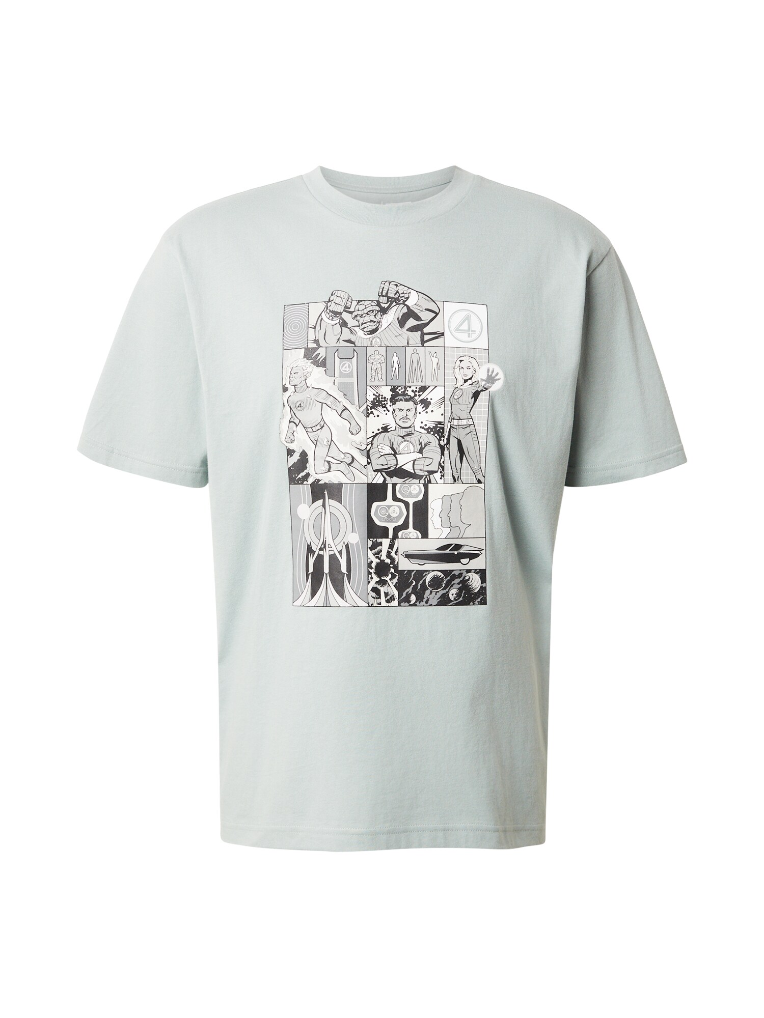 GAP Tricou 'MVL FANTASTIC FOUR'  gri / verde mentă / negru / alb