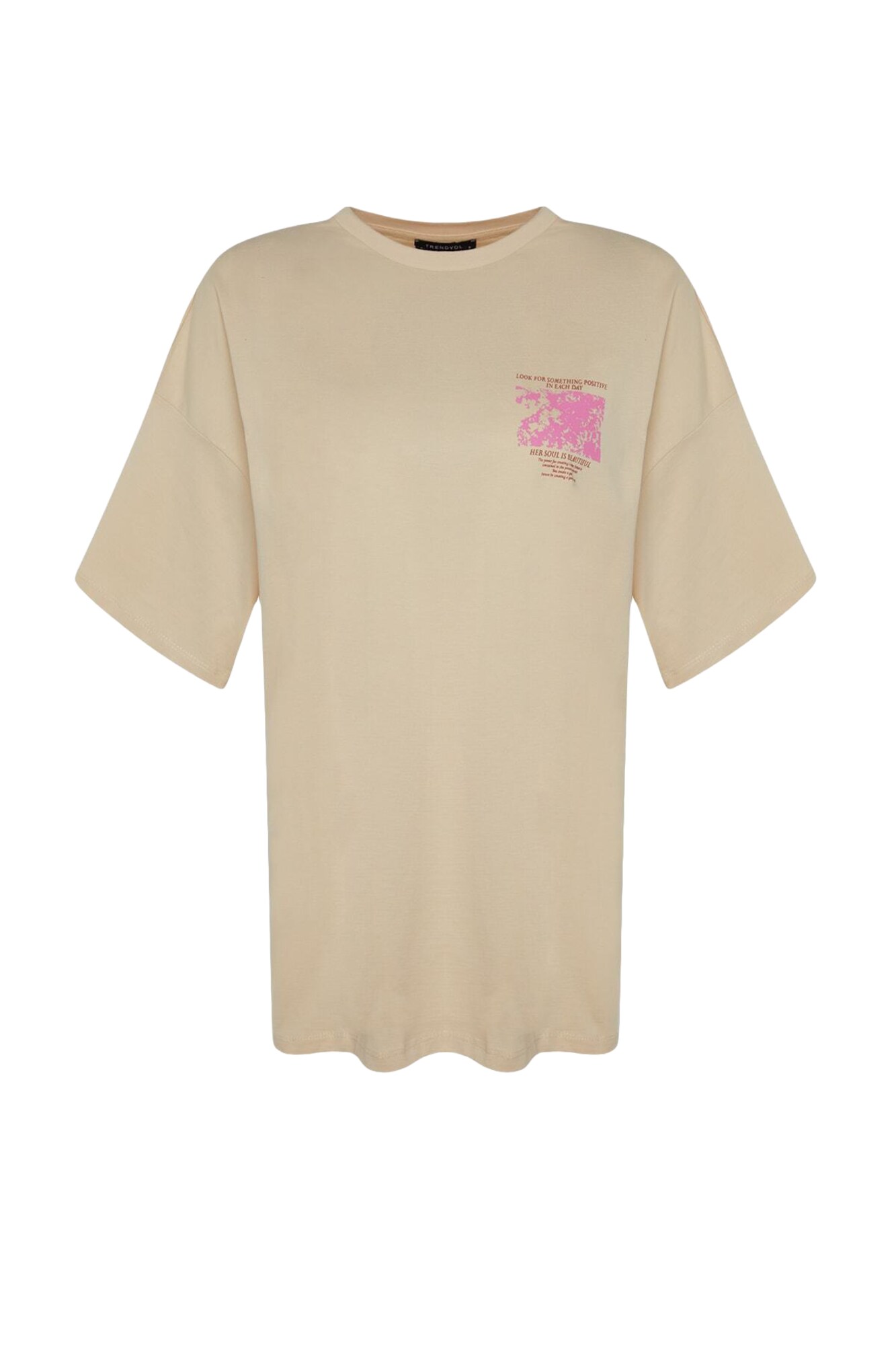 Trendyol Tricou bej / roz deschis / roșu