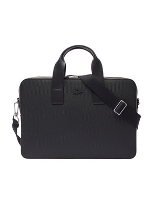 LACOSTE Bolso de mano 'Lacoste Sac ordinateur Chantaco en Cuir Noir'  negro