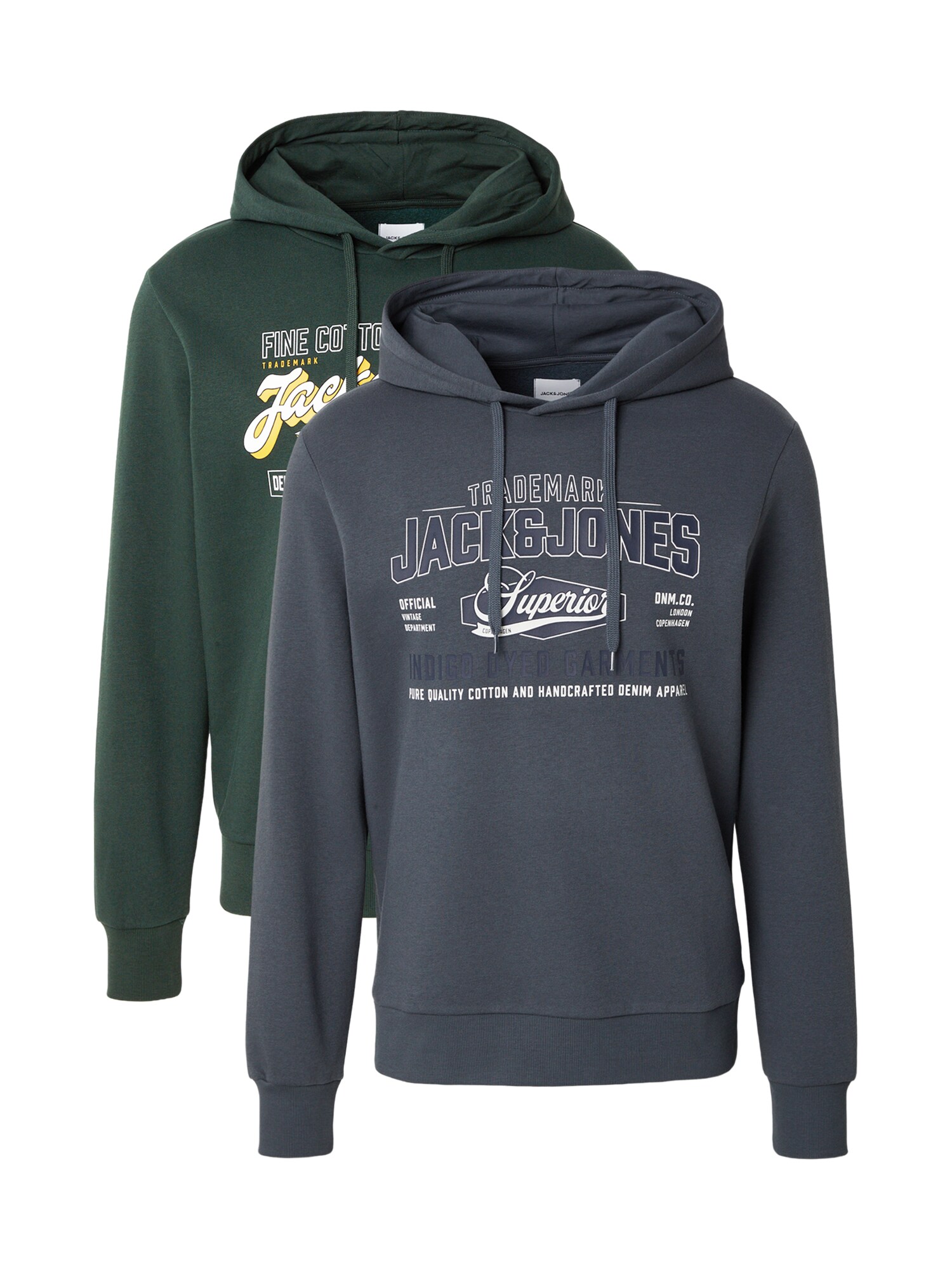 JACK & JONES Mikina 'JJELOGO'  žltá / tmavosivá / tmavozelená / biela