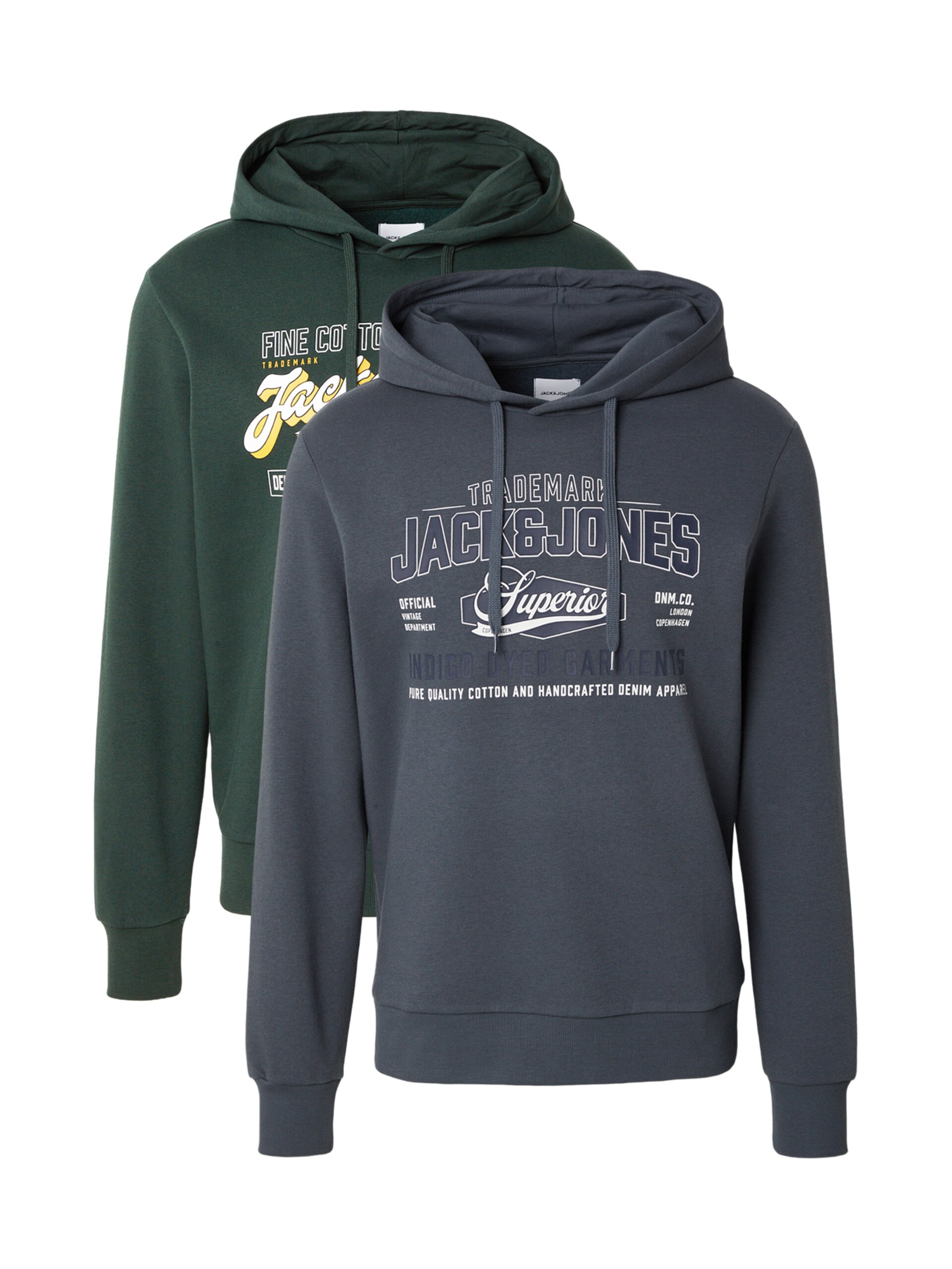 JACK & JONES Sweatshirt 'JJELOGO' gul / mörkgrå / mörkgrön herr