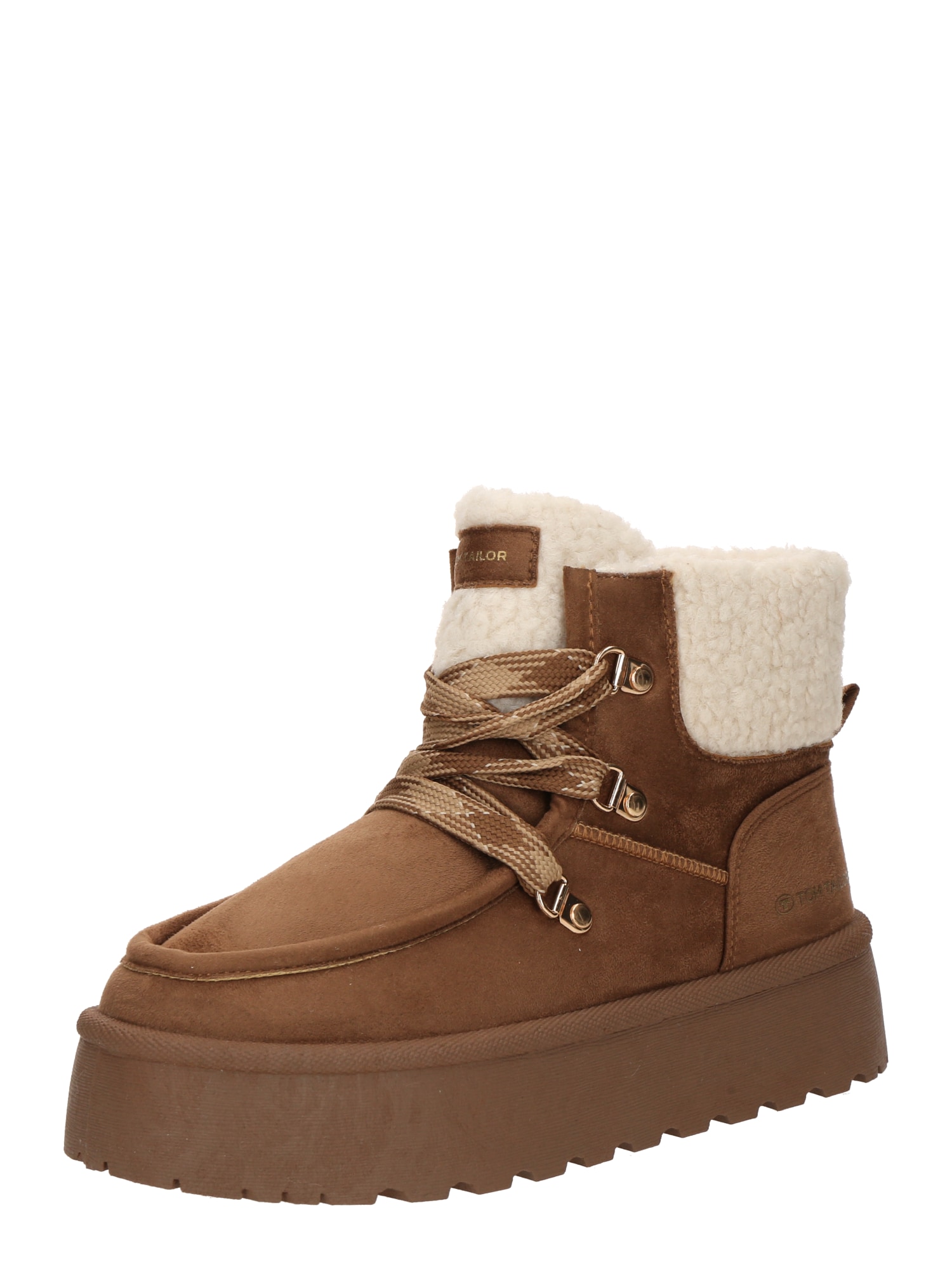 TOM TAILOR Botine crem / maro coniac