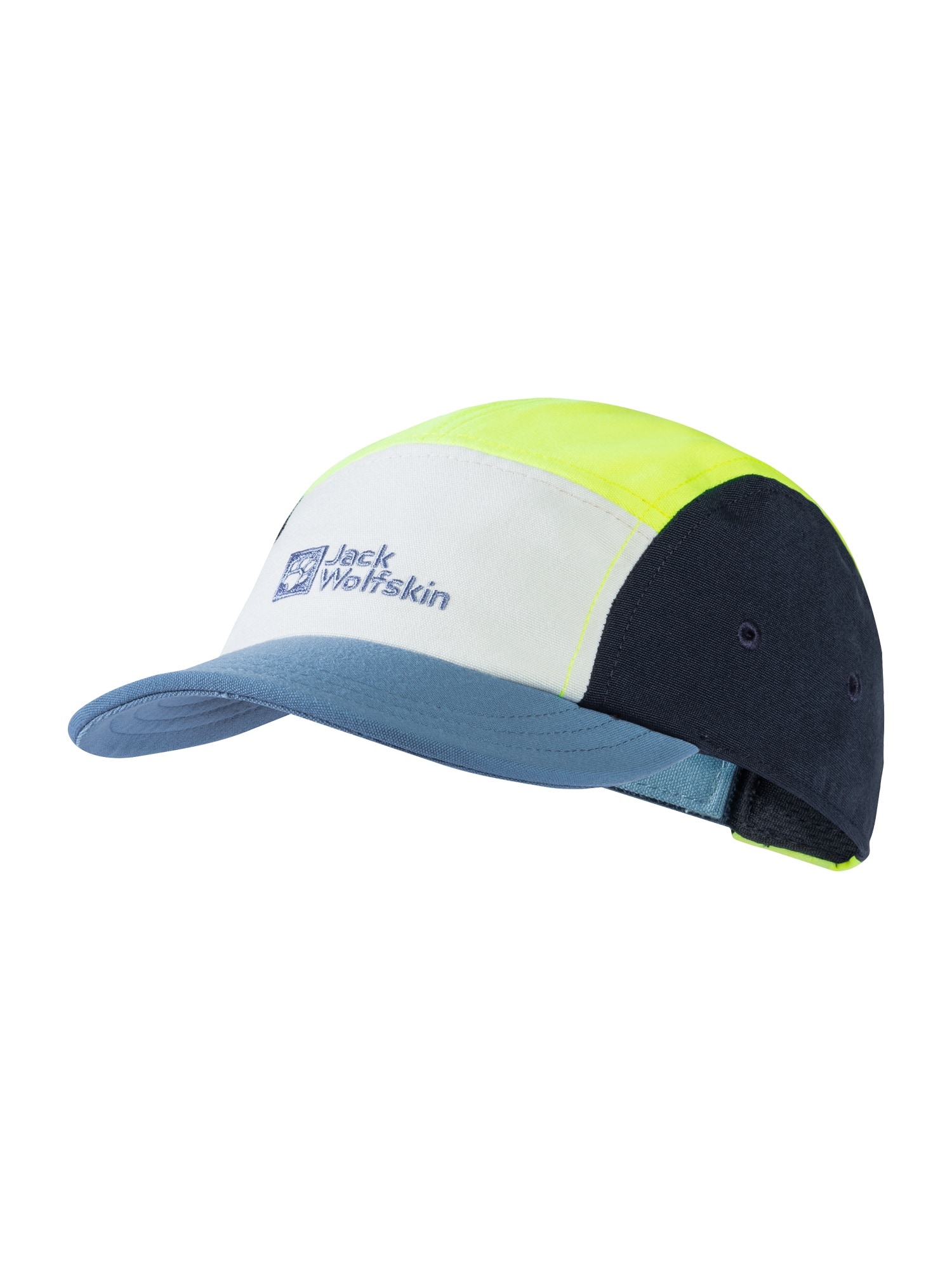 JACK WOLFSKIN Sportinė kepurė 'WIVID' tamsiai mėlyna / opalo / pastelinė mėlyna / neoninė geltona