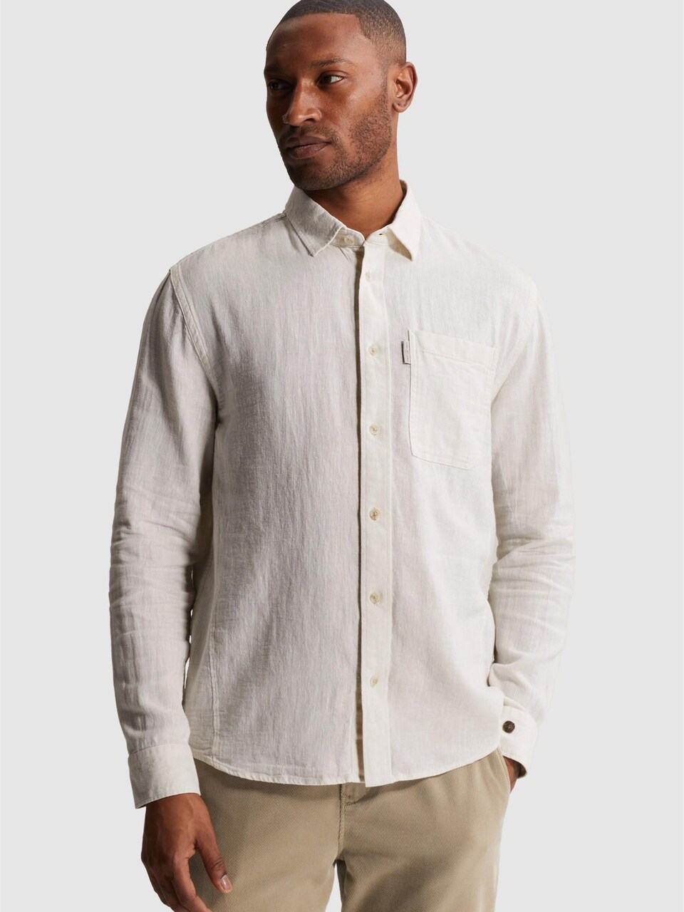 Skjorta 'Shirt in cotton/linen twill with chest pocket'