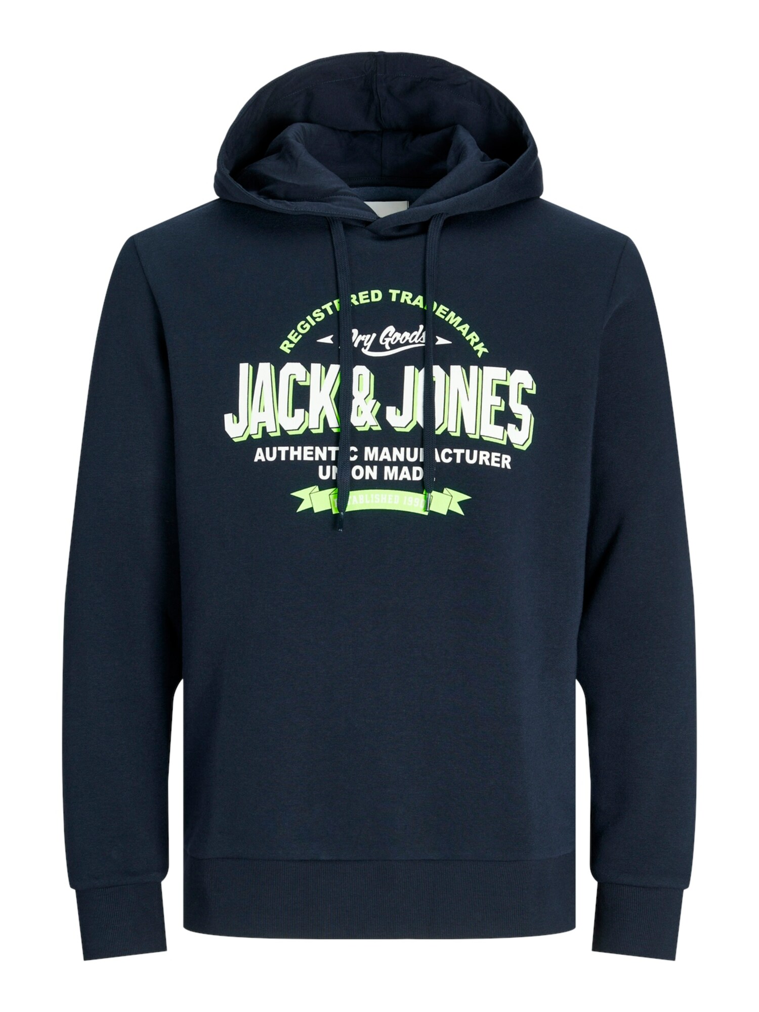 JACK & JONES Mikina  tmavomodrá / limetová / biela