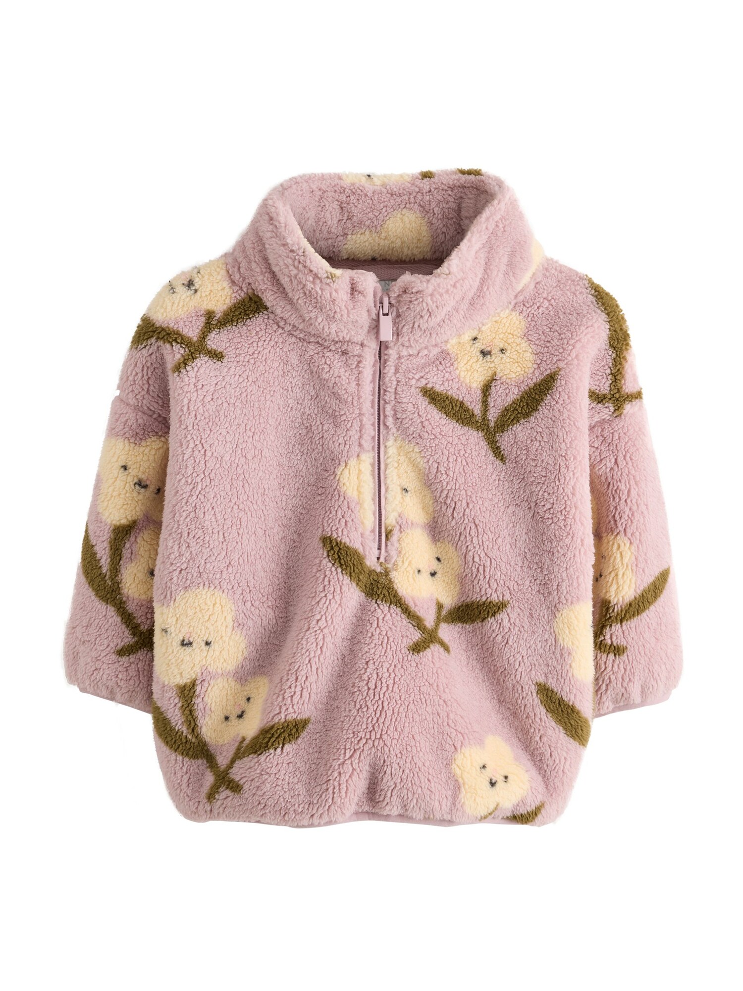 Next Fleece Jas Crème / Olijfgroen / Sering