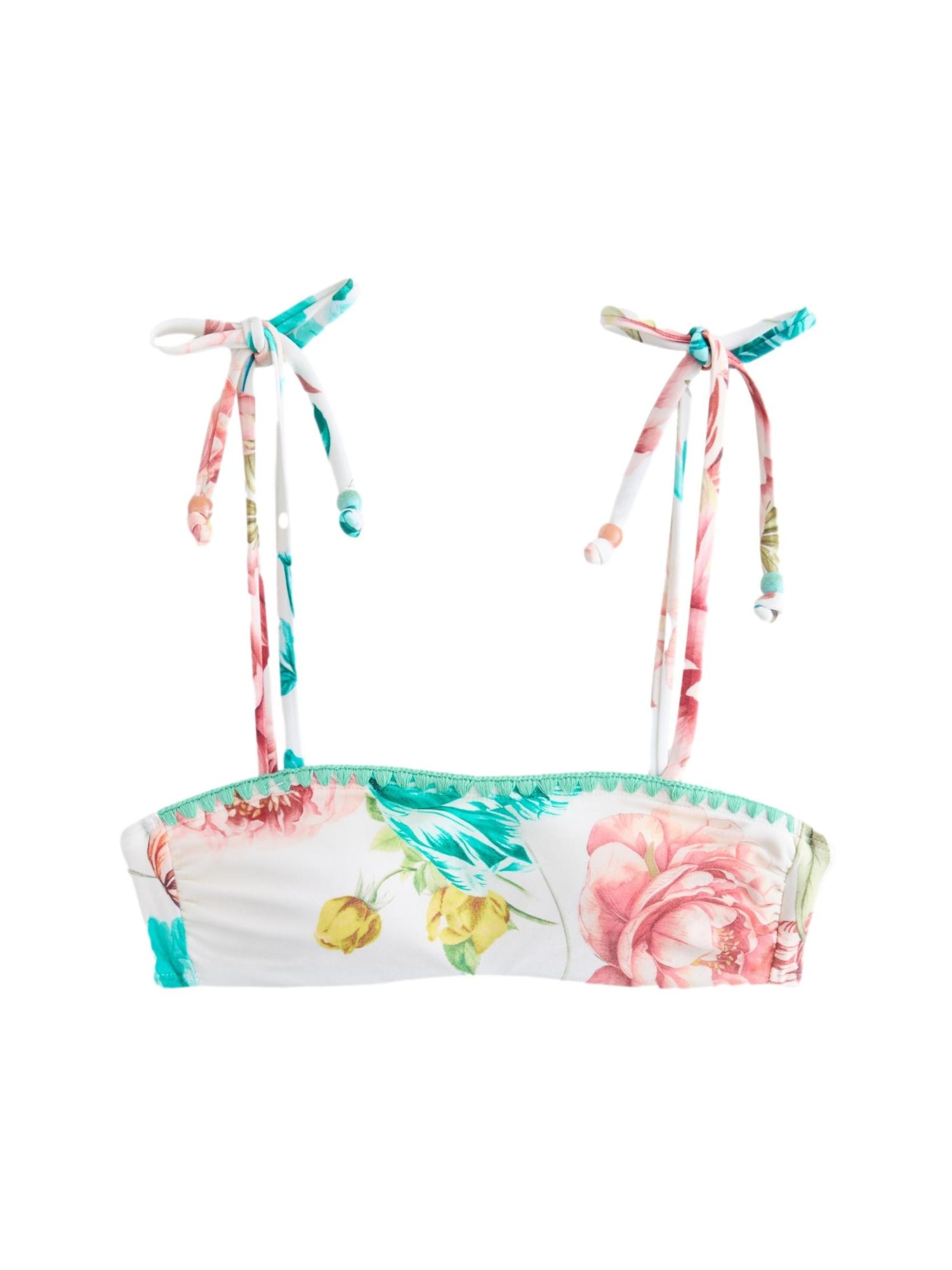 Next Sutien costum de baie  albastru aqua / galben muștar / roz pal / alb