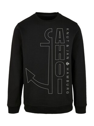 F4NT4STIC Sweatshirt ‘Ahoi Anker Outlines Knut & Jan Hamburg’ Zwart